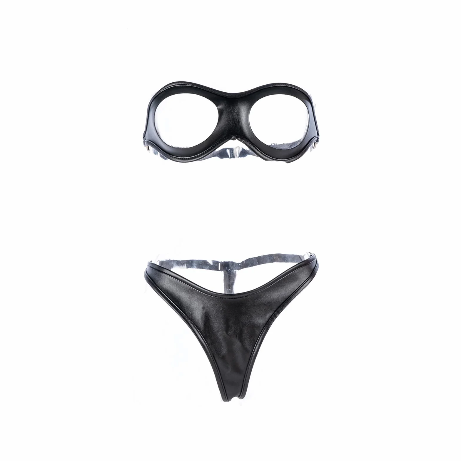 Set di Lingerie in Pelle Sexy Erotico Regolabile Perizoma e Reggiseno per Donne Fetish Bondage