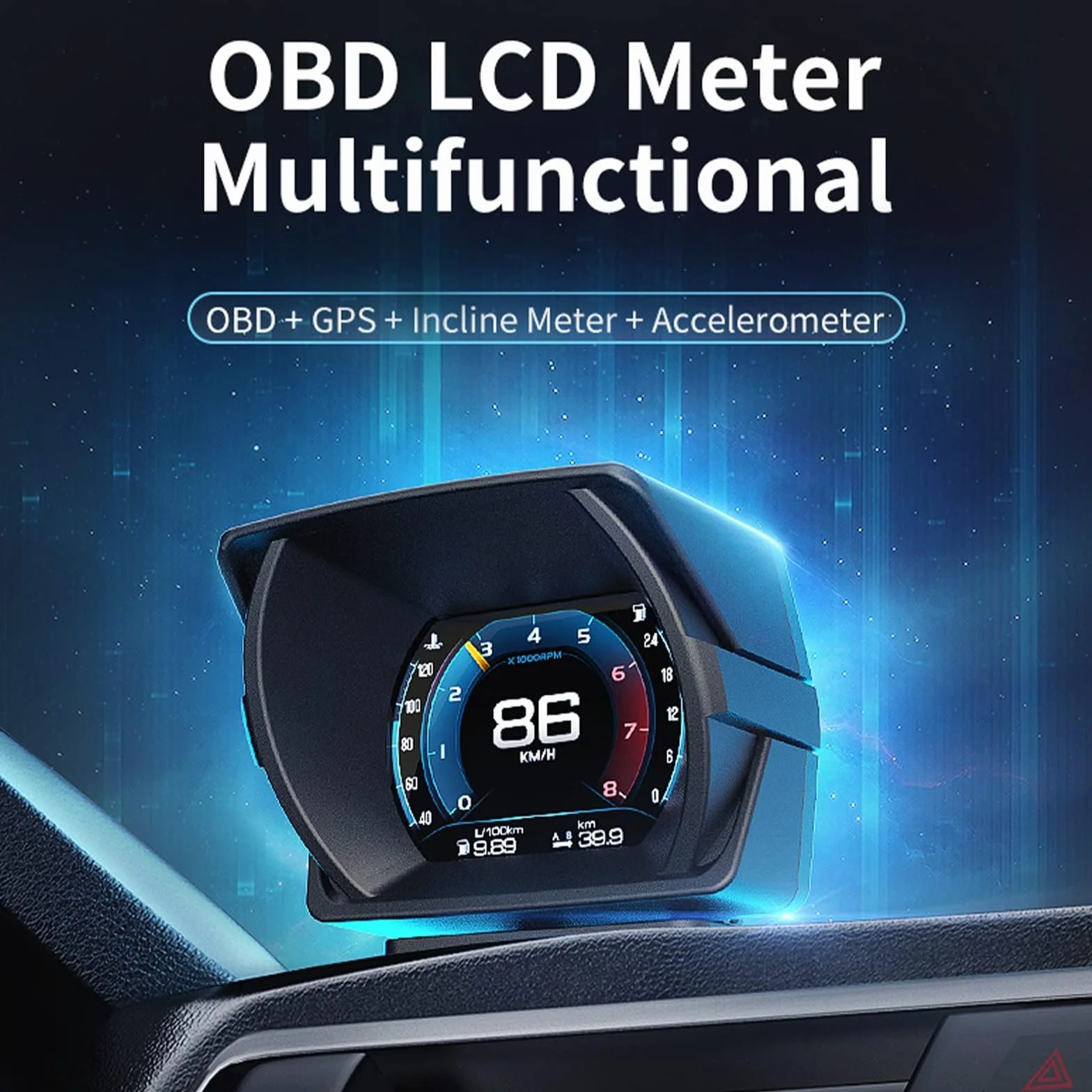 Heads up Display Car, Visualizzazione di una varietà di dati dell'automobile, Gradiente delle condizioni dell'automobile, Tachimetro, Applicabile a tutte le auto