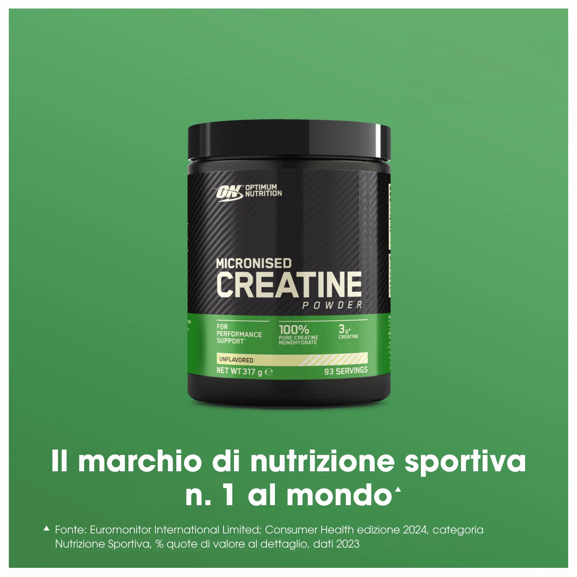 Optimum Nutrition Creatina Monoidrata Micronizzata in Polvere, 100% Pura, 317 g