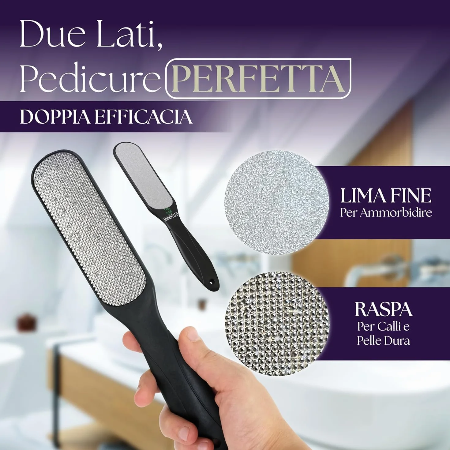 Lima Piedi Professionale Rimuovi Calli e Pelle Secca, Spatola Talloni Screpolati, Raspa Pedicure