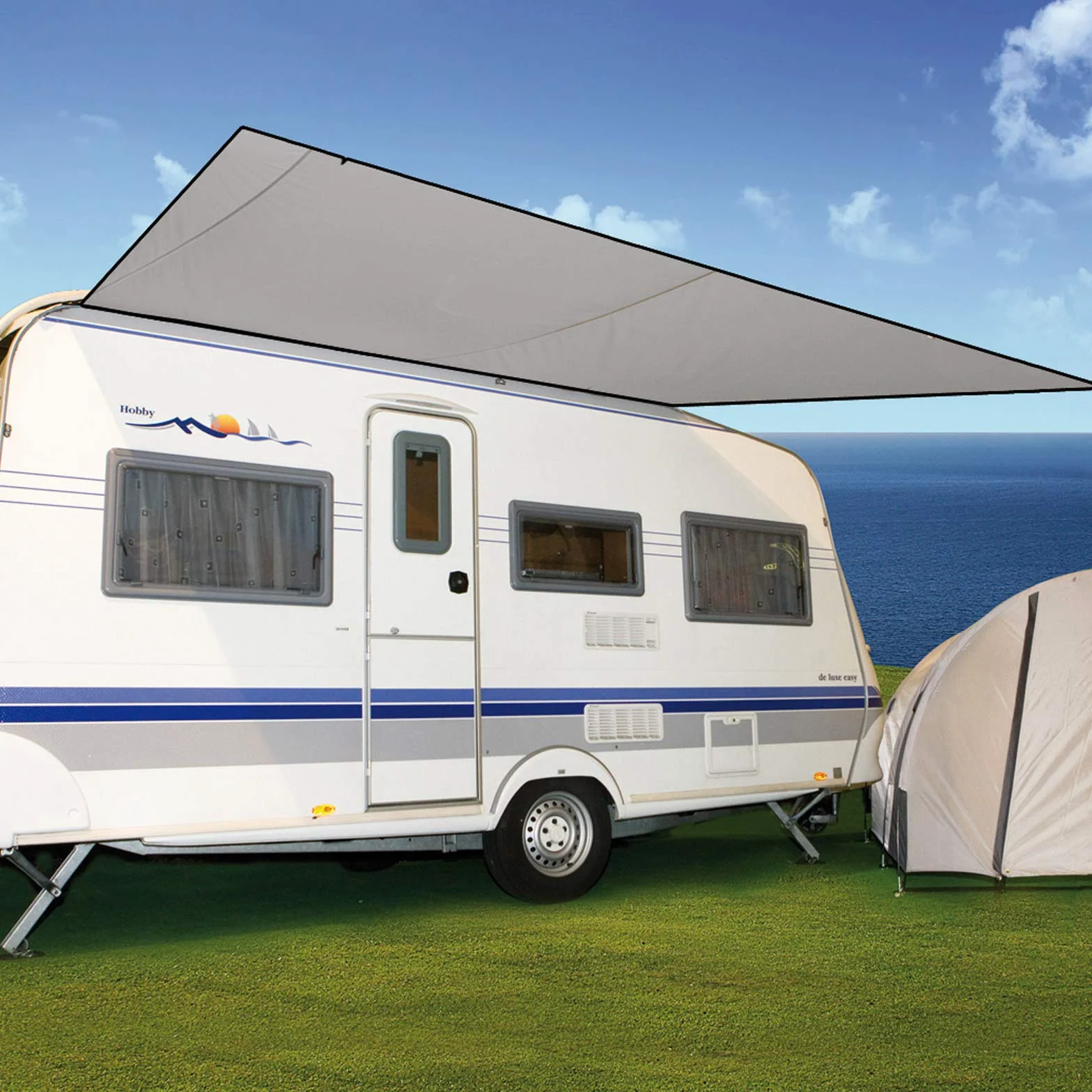 Bo-Camp Tettoia per Roulotte 460 x 240 cm Grigio