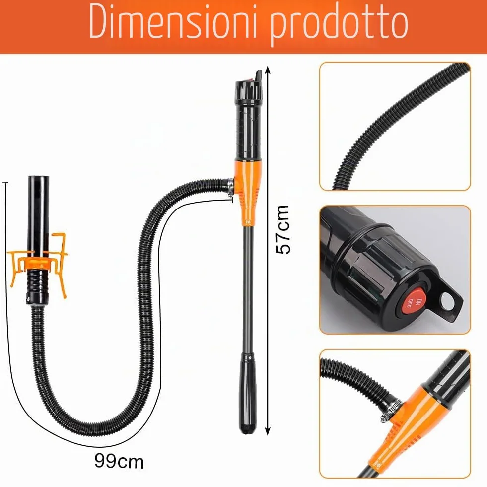 Pompa elettrica per trasferimento carburante portatile a batteria