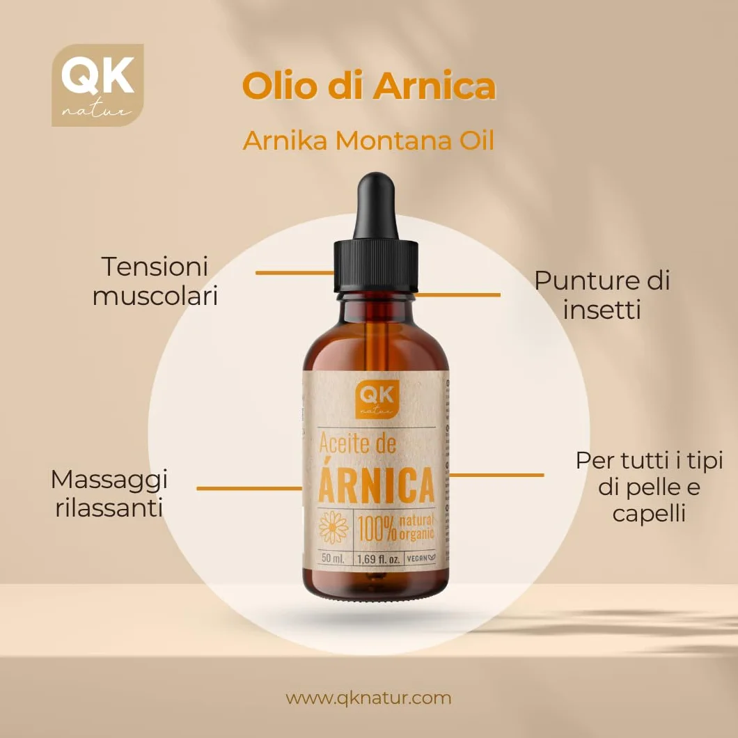 QKnatur ARNICA Olio di Arnica Montana 100% Puro 50 ml