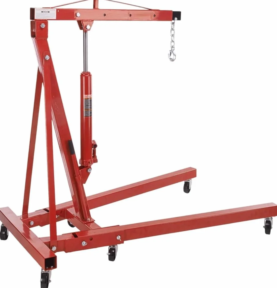 TANIASHOP Gru Gruetta Paranco Alzamotore idraulica da Officina Pieghevole da 2 Tonnellate Gru alza Motori Sollevamento Motori con Ruote Trasportabile Ideale per Officine e Garage