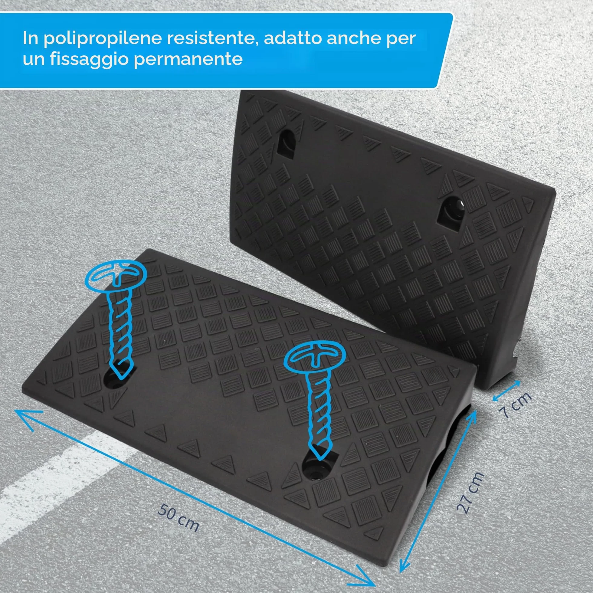Cartrend 10646 - Rampa carrabile per marciapiede, Nero, 50 x 27 x 7 cm, Set di 2