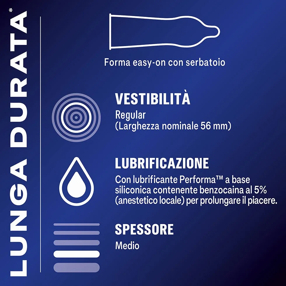 Durex Mix Performance Preservativi Lunga Durata Sync Ritardanti Rilievi Nervature 24 Profilattici