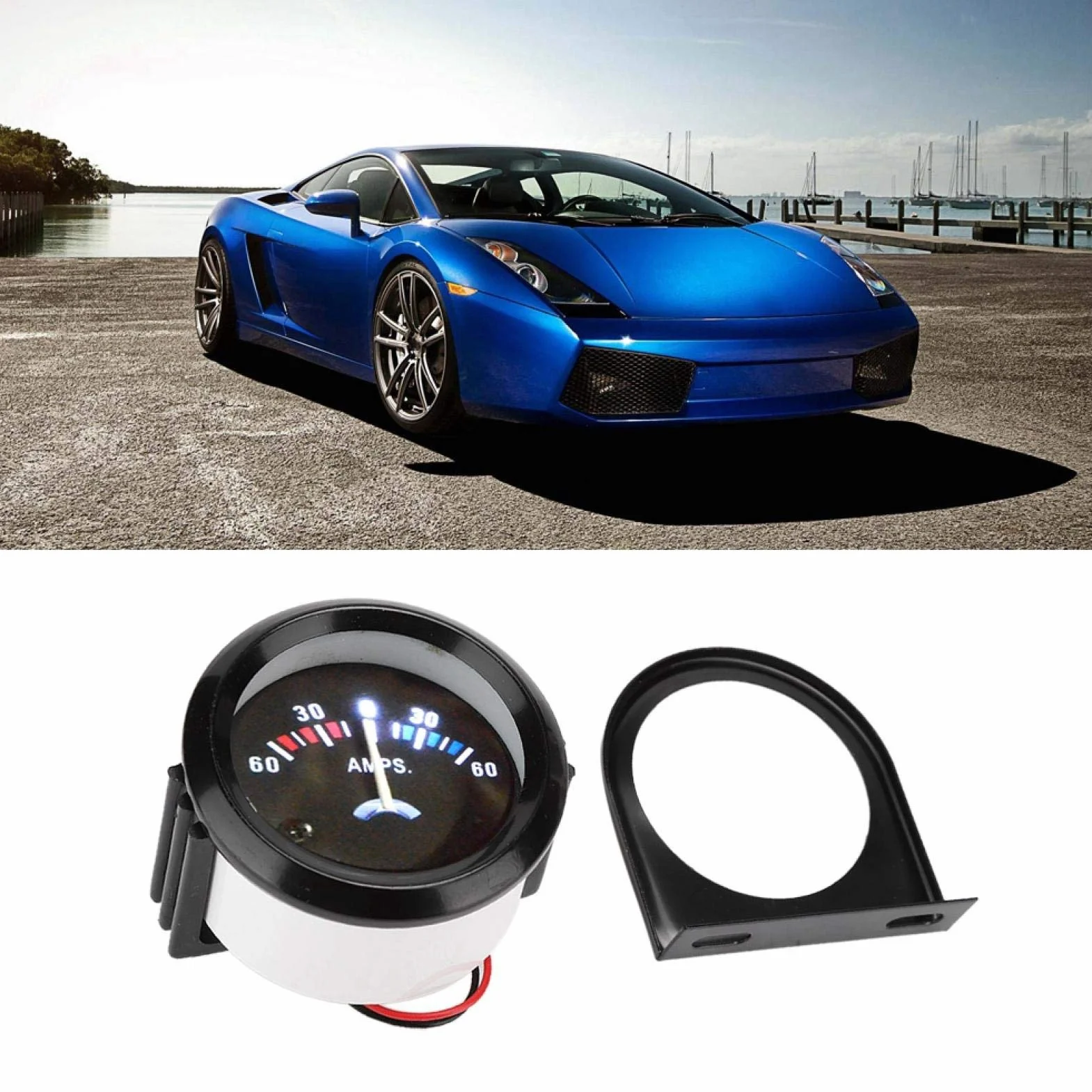 Amperemeter 12 V, amperemetro 12 V, amperemetro per Auto, amperemetro per Auto, amperemetro 2 Pollici, 52 mm, voltmetro 60 – 0 – 60 A, AMP Calibro Volt, Metro per Auto AMP