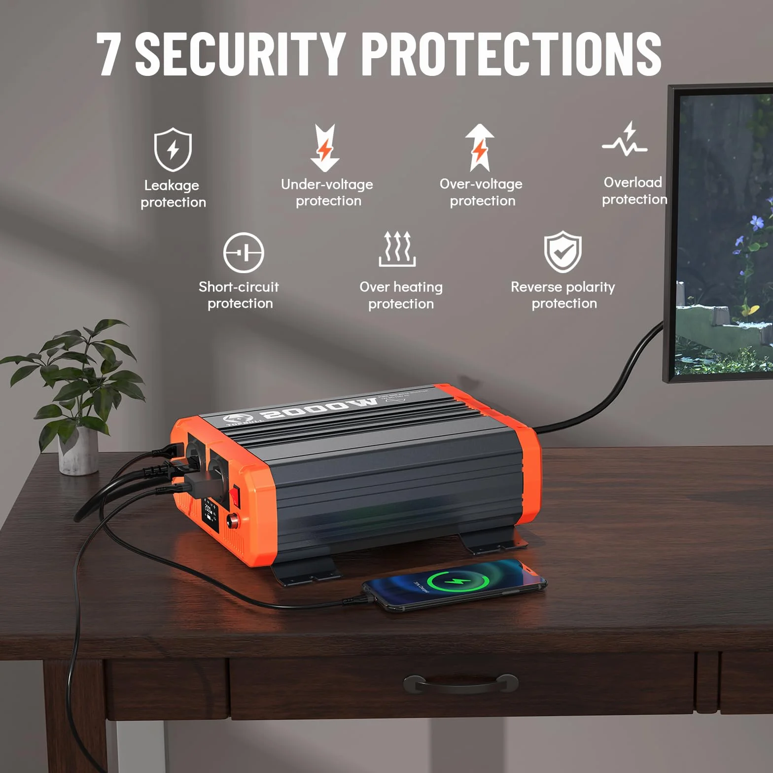 Inverter 2000W 4000W Onda Pura 12V 220V Convertitore di Potenza con LCD Telecomando