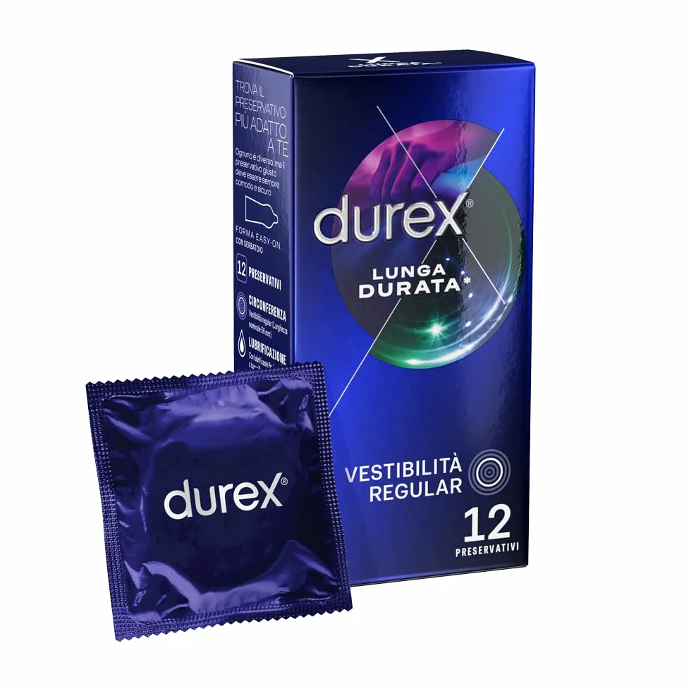 Durex Settebello Lunga Durata Preservativo Ritardante Vestibilità Regular 12 Profilattici Lubrificati