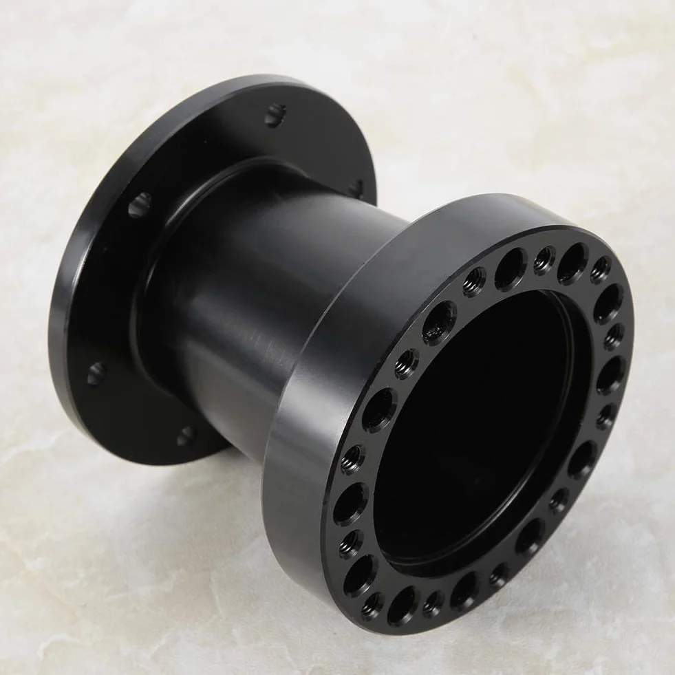 Nikou Mozzo kit adattatore mozzo volante in alluminio distanziale universale 3 pollici auto nero