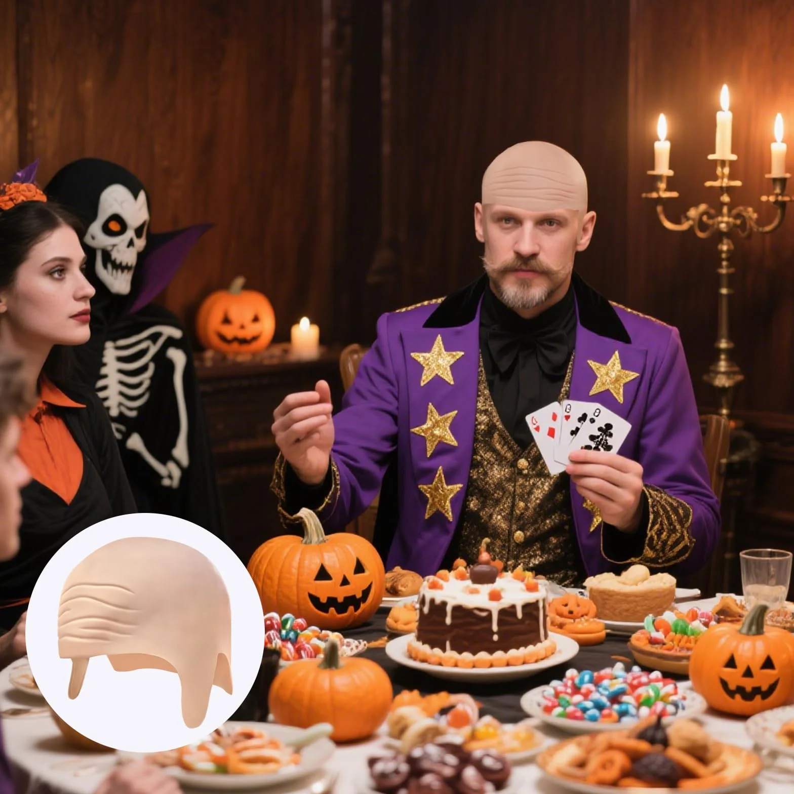 Berretto Calvo in Lattice per Adulti, Cappello Pelato per Costumi Carnevale Halloween