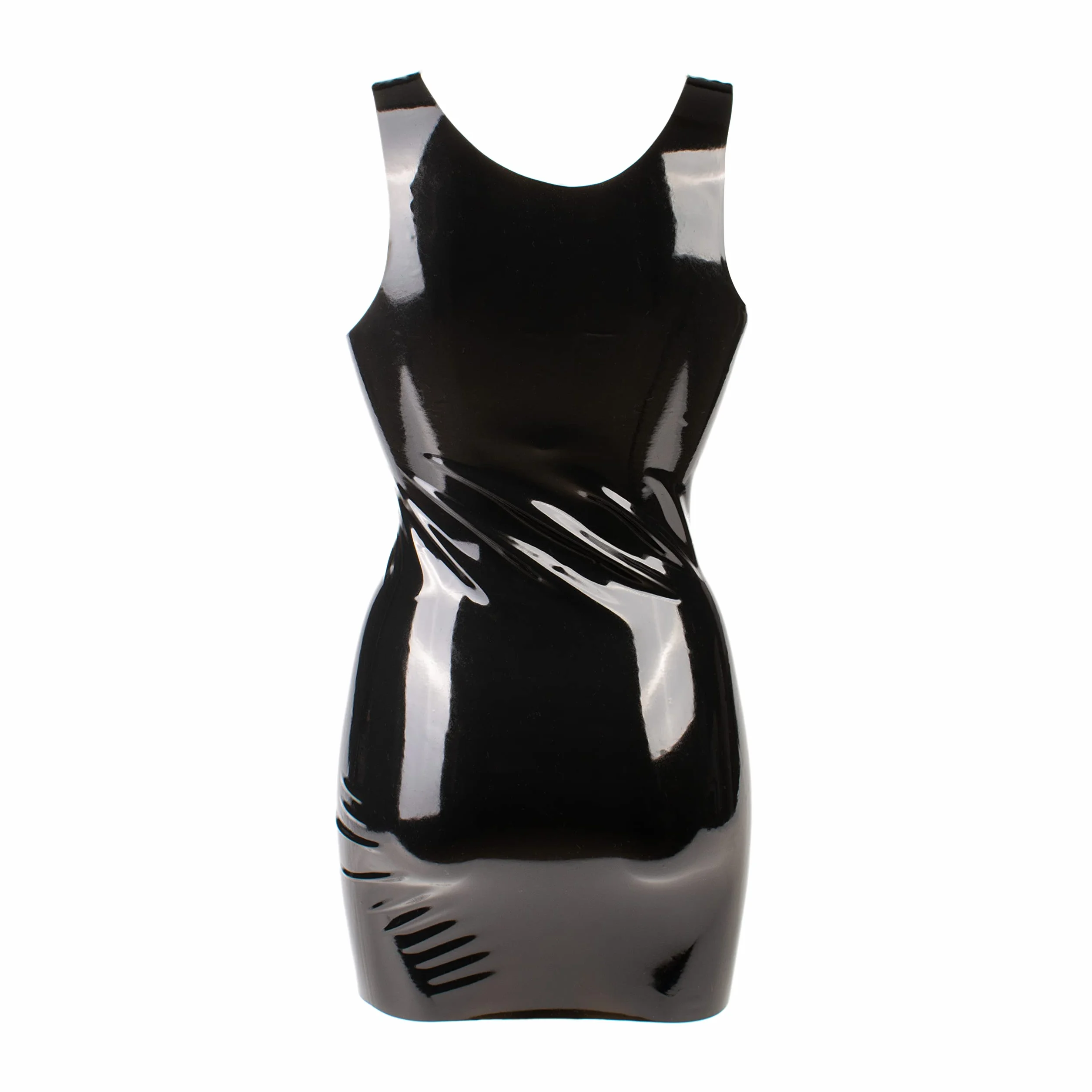 Rubberfashion Vestito in Lattice Corto Senza Maniche con Spalline Scollatura Profonda Sexy Abiti da Donna