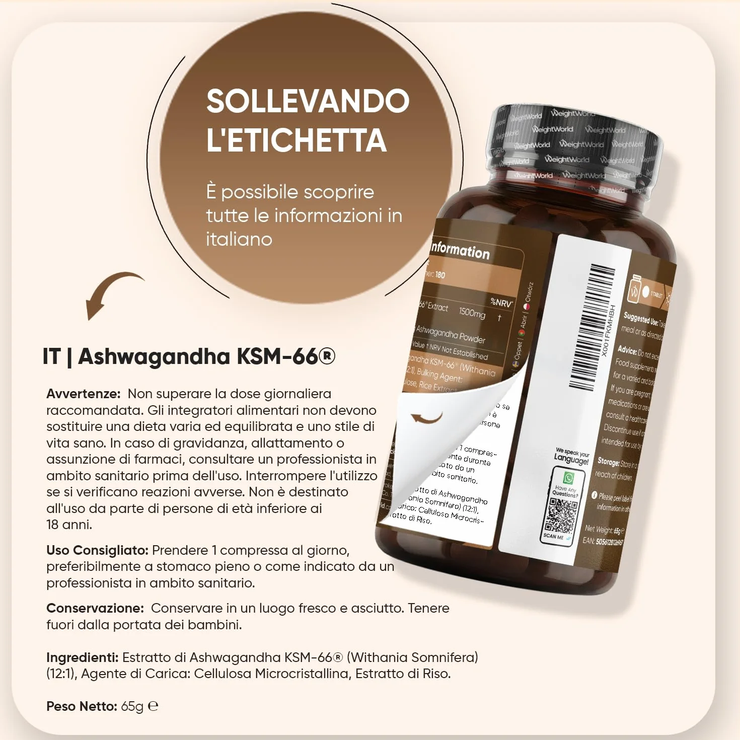 Ashwagandha KSM-66 Integratore 180 Compresse 1500mg Estratto 12:1 Withania Somnifera Vegana Prodotto in UK