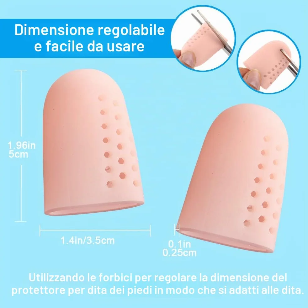 Copri Alluce Silicone 10 Pezzi Proteggi Alluce Calli Vesciche Unghie (Beige)