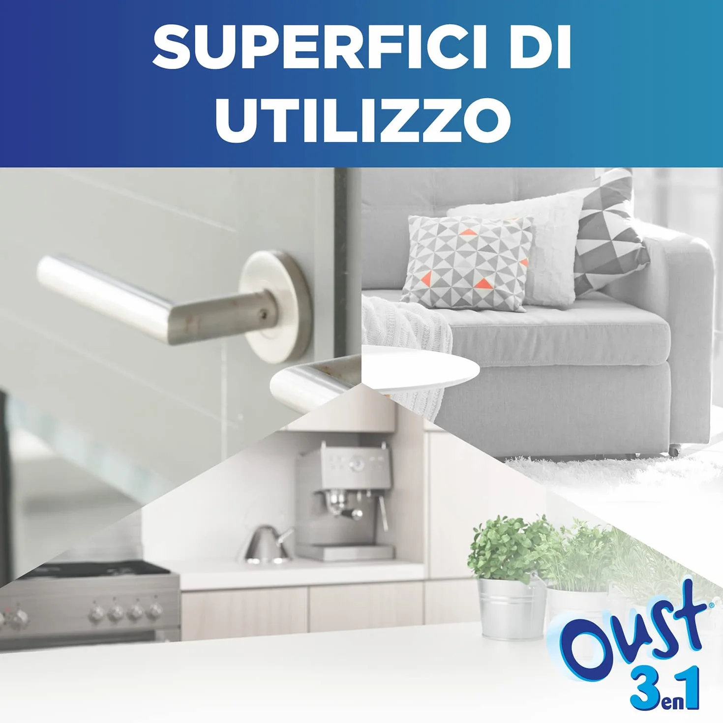 OUST 3in1 Spray Elimina Odori Disinfettante 3x400ml