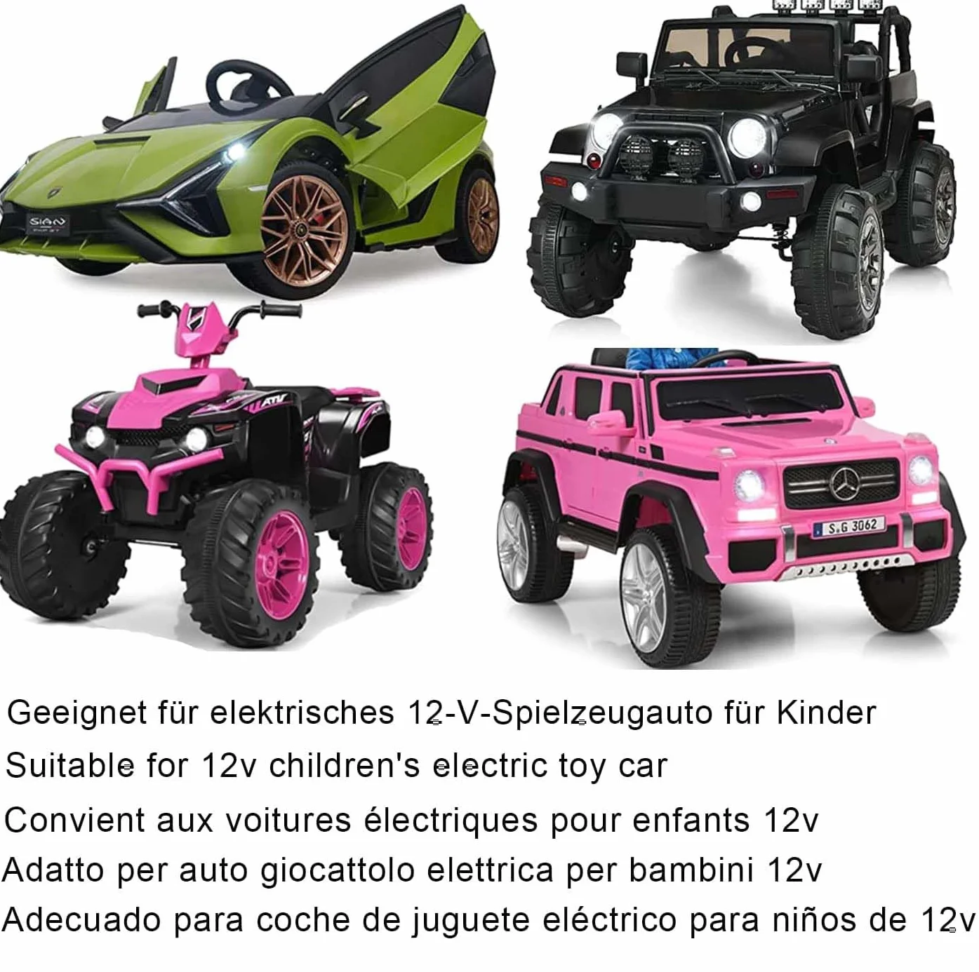 Caricabatterie 12V 1A per auto elettriche giocattoli bambini SUV ATV Jeep