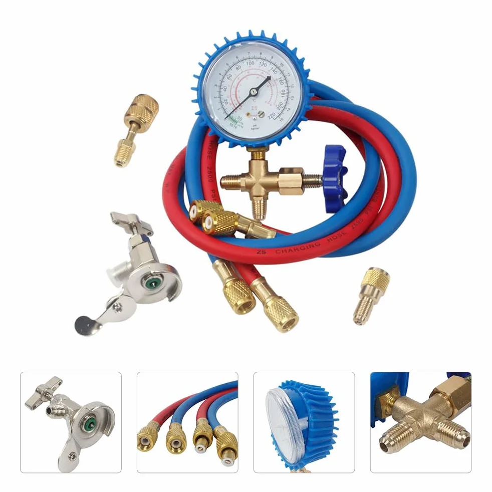 UKCOCO Kit Manometro per Condizionatori Aria Set Completo per Refrigerante Strumenti Servizio
