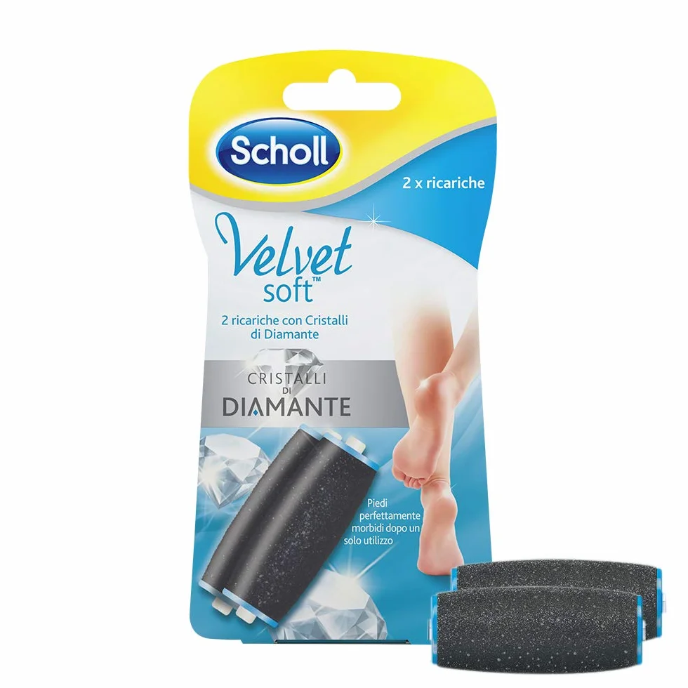 Scholl Velvet Soft 2 Ricambi Cristalli Diamante per Roll Professionale Pedicure Velvet Smooth, Confezione 2 Pezzi