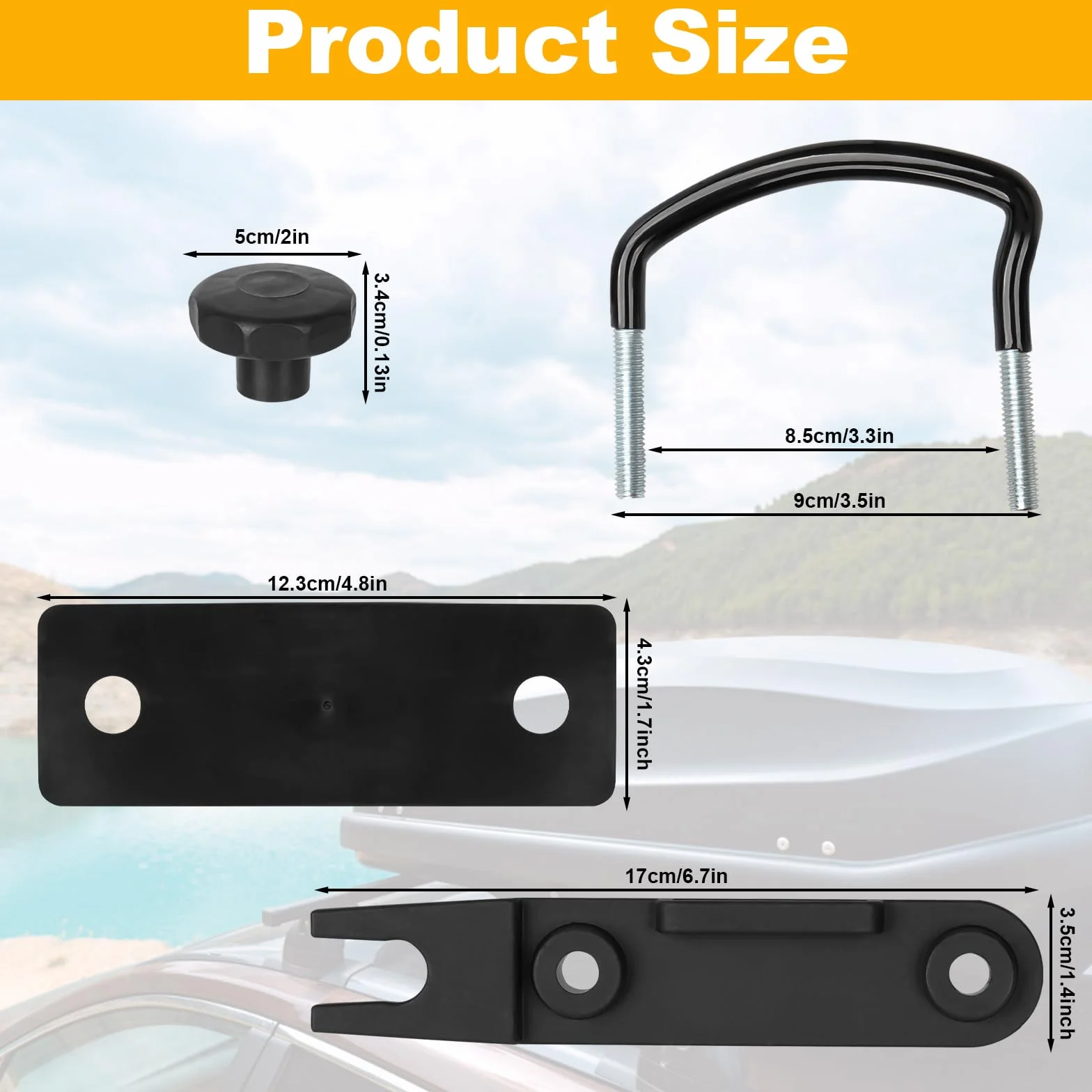 Fissaggio per Box da Tetto 4 Pezzi Kit Montaggio Supporto Parete Universale 85mm