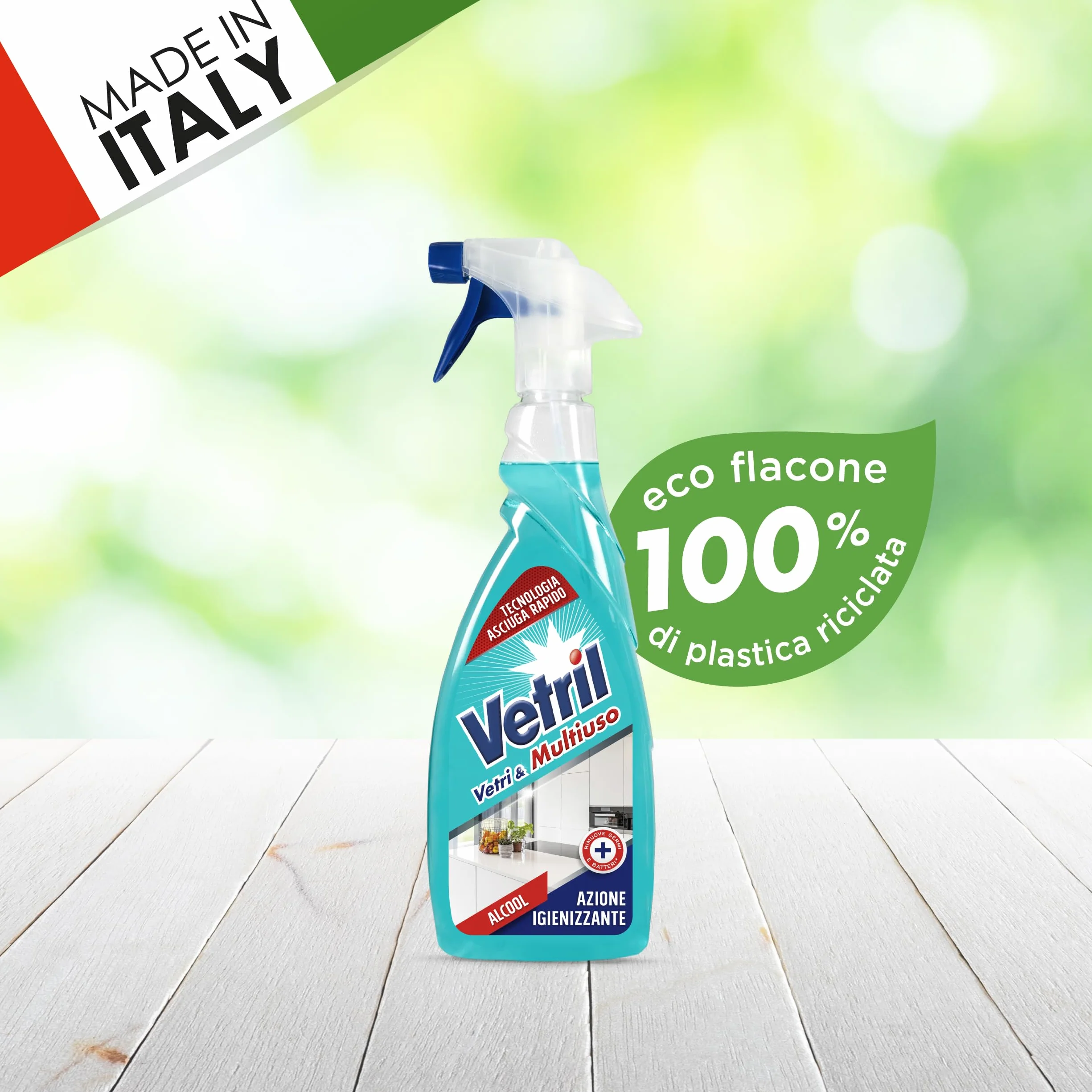Vetril Spray Igienizzante Vetri e Superfici 650 ml x 4 Contro Batteri e Cattivi Odori