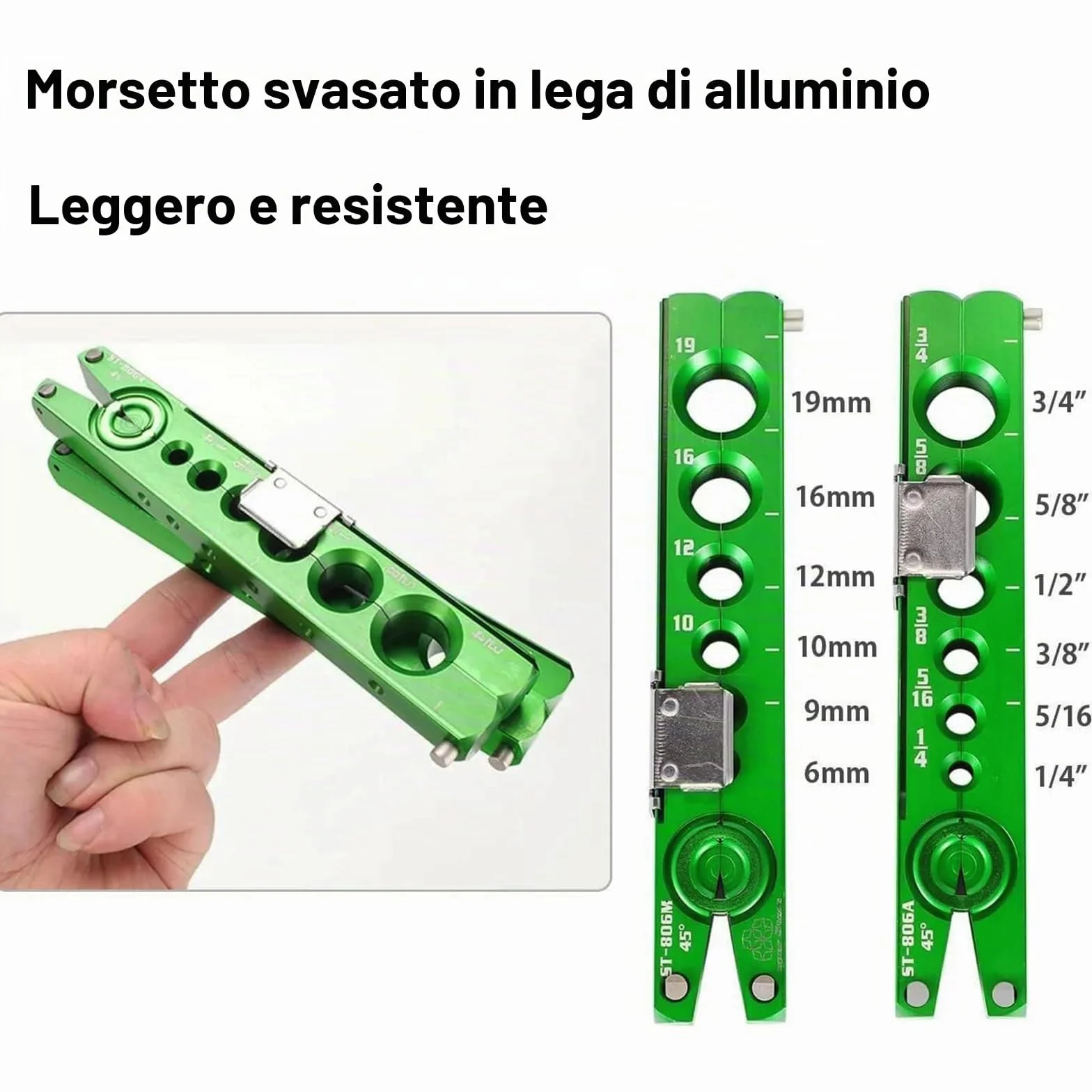 Cartellatrice per Condizionamento 5 in 1 Utensile Svasatura Tubi Rame 1/4"-3/4" 6-19 mm 45° Tagliatubi Sbavatura