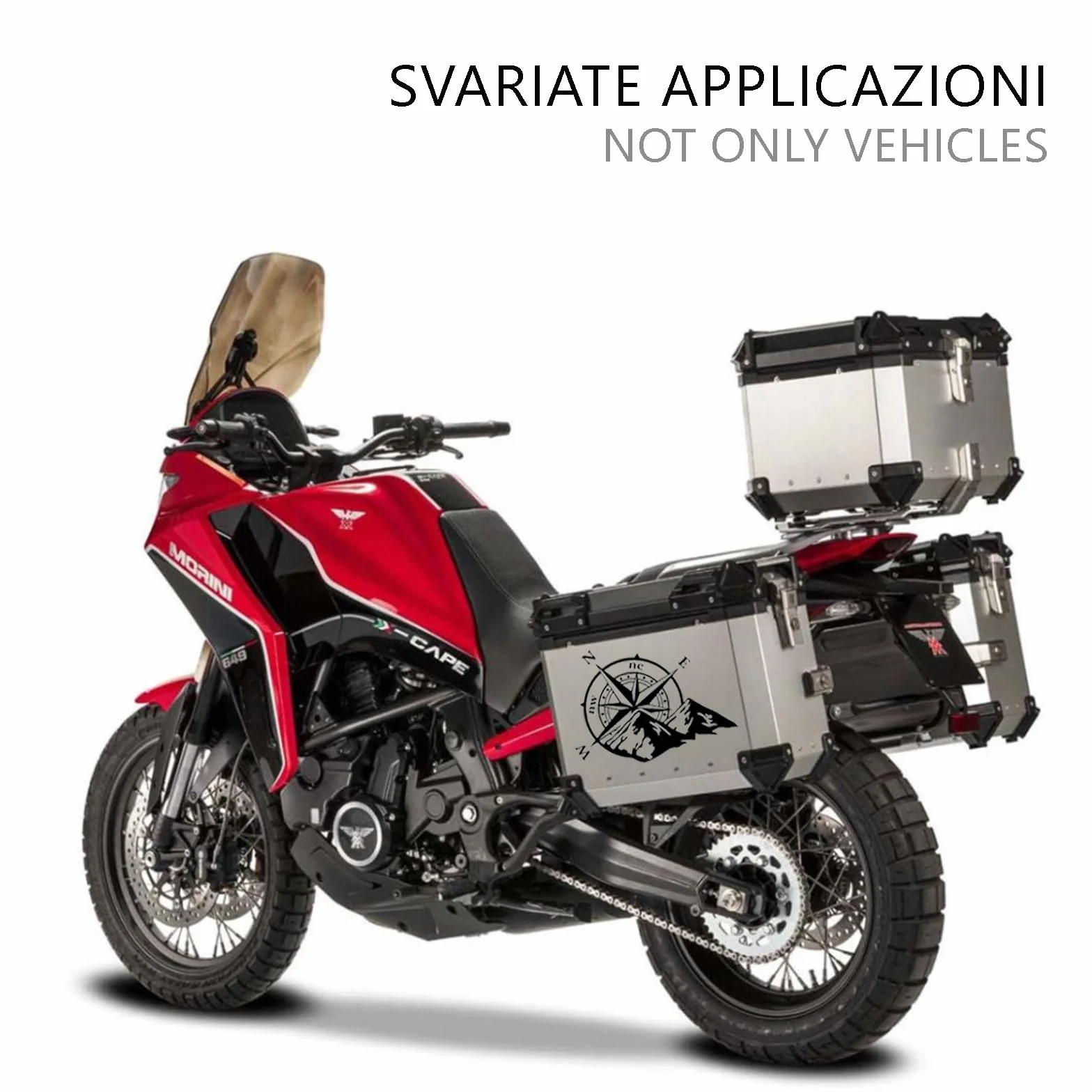 Adesivo Rosa dei Venti 2 Pezzi 27x21cm 40x32cm Adesivi per Camper Auto Moto Fuoristrada Stickers Dakar Esterni Grandi Nero