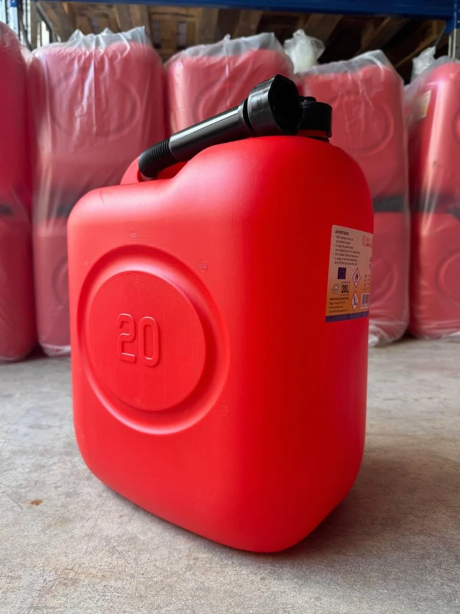 Tanica Carburante Plastica Omologata UN 20 Litri Certificata Strada Mare Benzina Diesel Resistente UV Beccuccio Flessibile Incluso