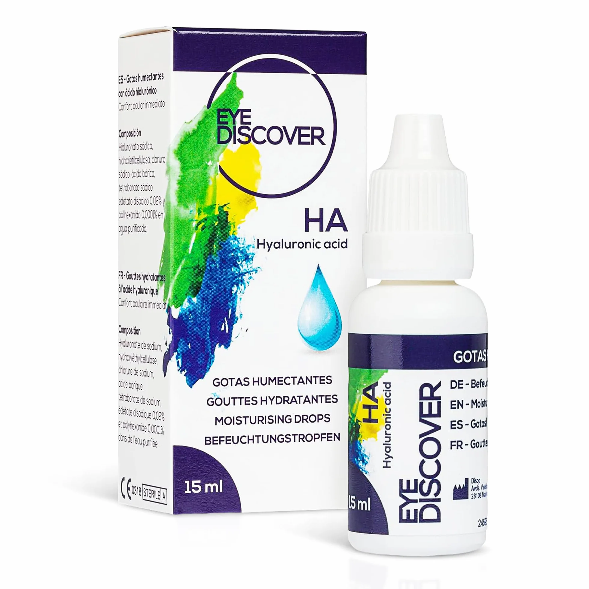 Gocce Oculari Idratanti con Acido Ialuronico, Lacrime Artificiali per Occhi Secchi (15 ml)