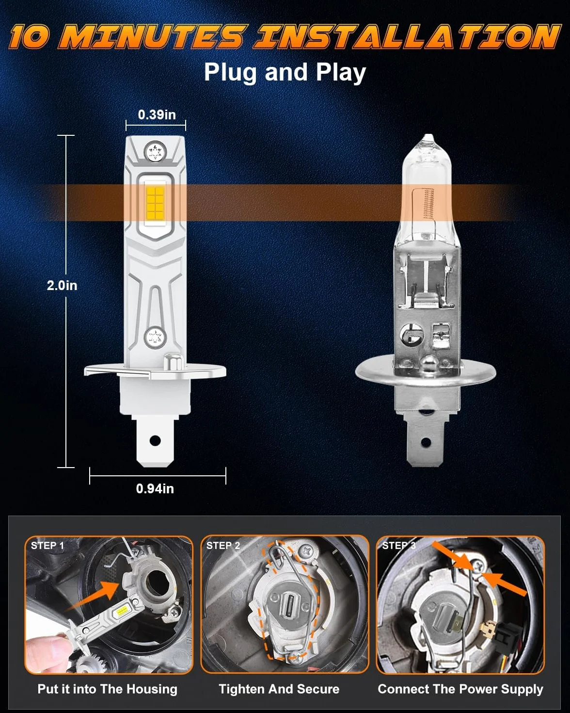 AUXIRACER H1 LED Lampadine 30000LM 12V 6500K Luce Bianca Pacco da 2