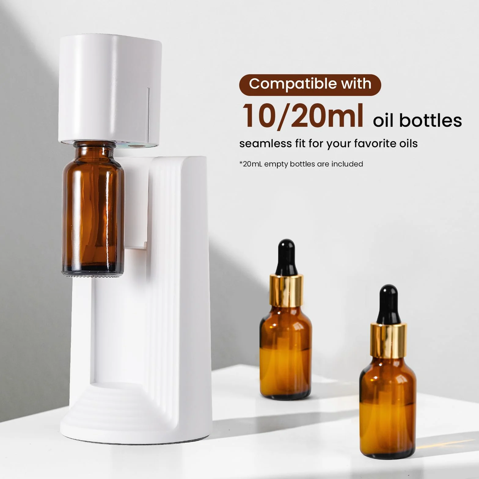 LAMA Diffusore di aromi senz'acqua per auto, mini profumatore portatile, spegnimento automatico, 3 livelli di nebbia, bianco