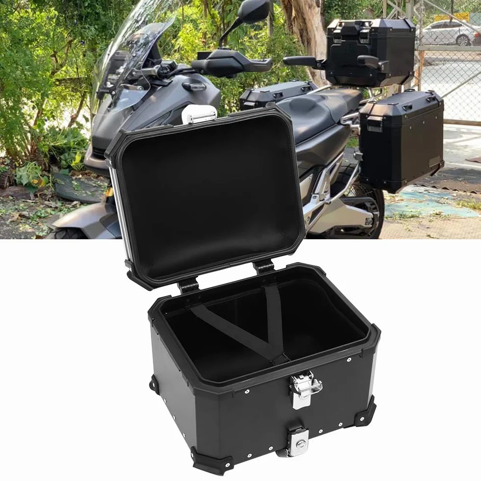 BigKing 45L Bauletto Posteriore Moto, Alluminio Baule da Moto Viaggiare Scatola di Coda con Blocco di Sicurezza per Conservazione Casco Bagagli Grandi, Impermeabile Motorbike Top Box Motociclo Topcase