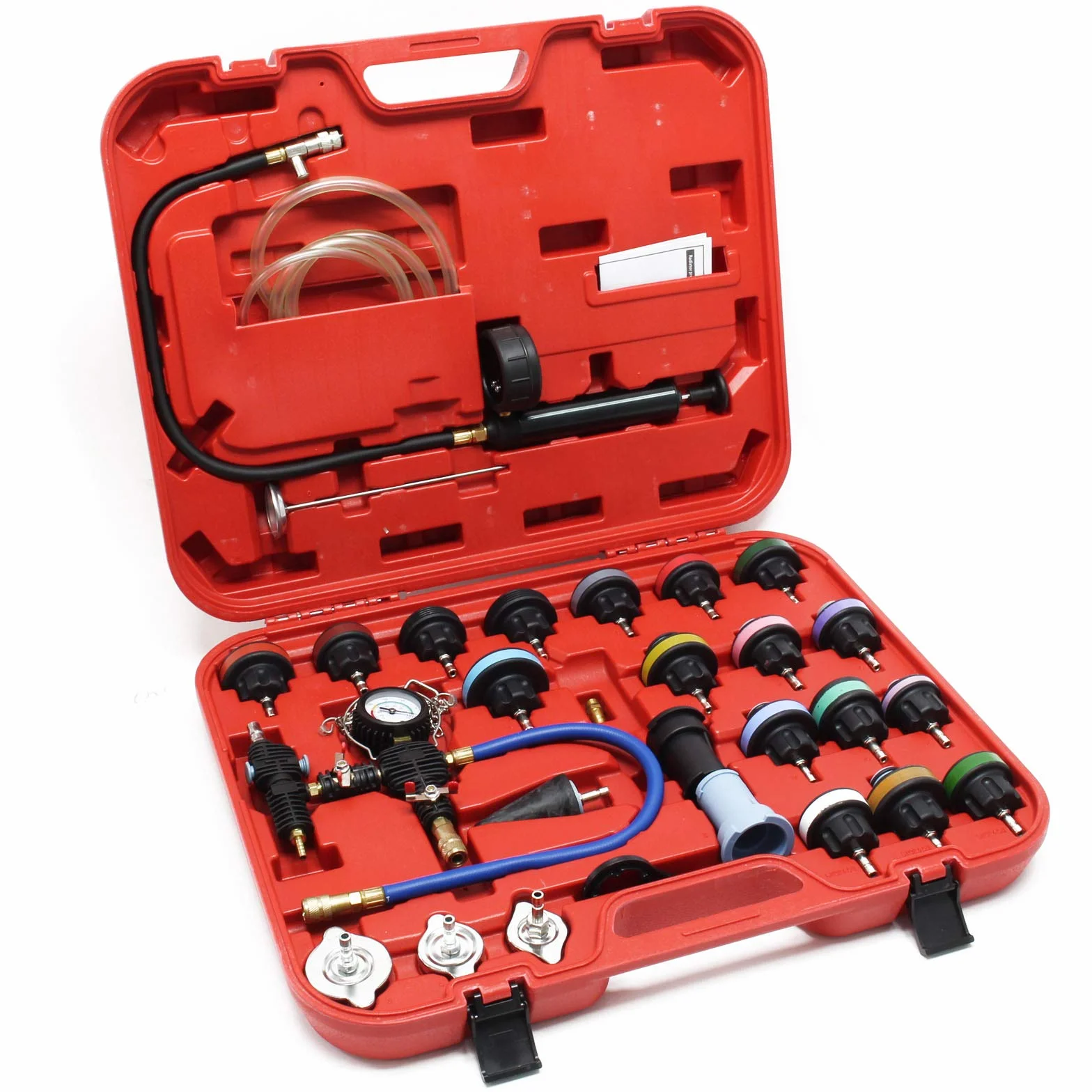 Wiltec Tester per impianto di raffreddamento 27 pezzi con pompa e tappi radiatore