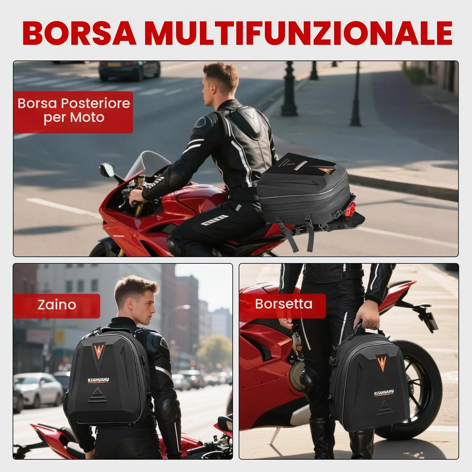 UBORSE Borsa Posteriore Moto Impermeabile 20L-28L Espandibile Nero