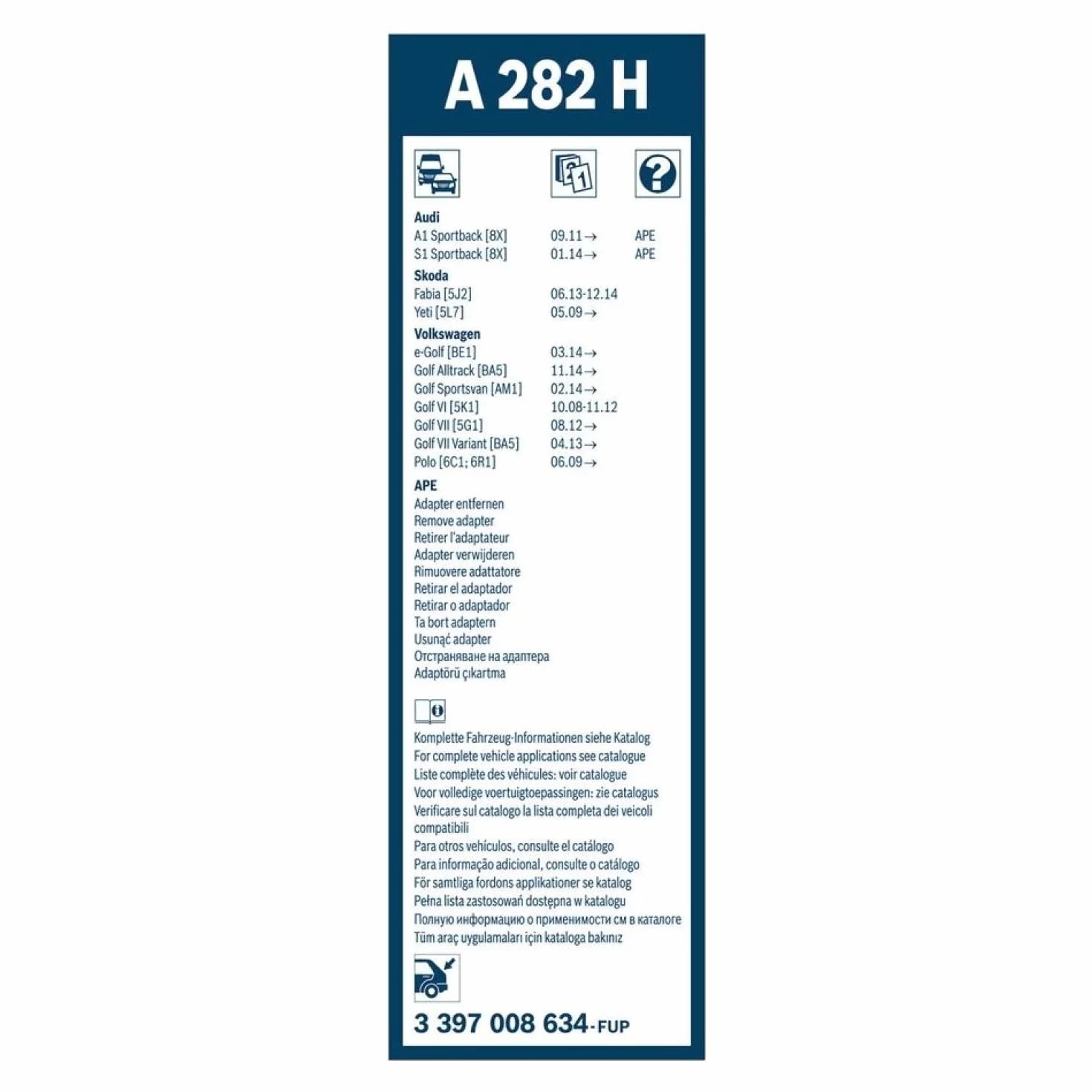 Bosch Tergicristallo Lunotto A282H 280mm 45g