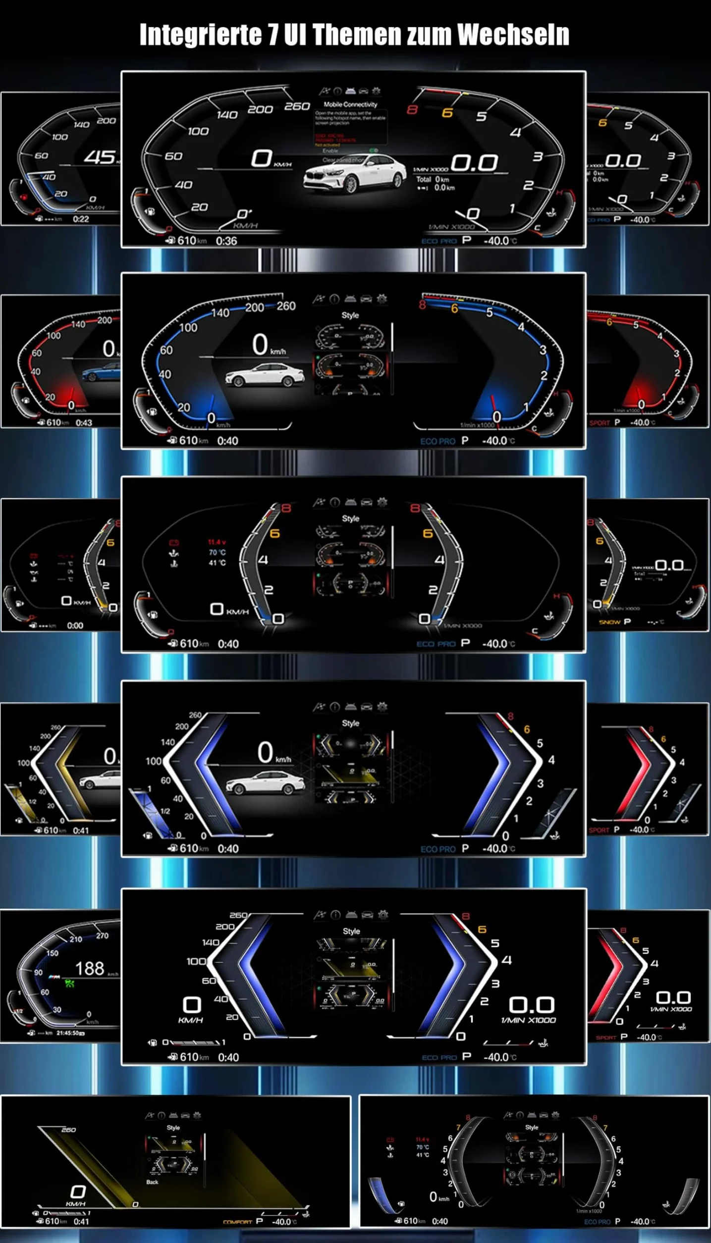 Tachimetro Digitale LCD 12,3" per BMW 5 Serie E60 E61 X5 E70 X6 E71 CiC CCC Plug & Play HD Display