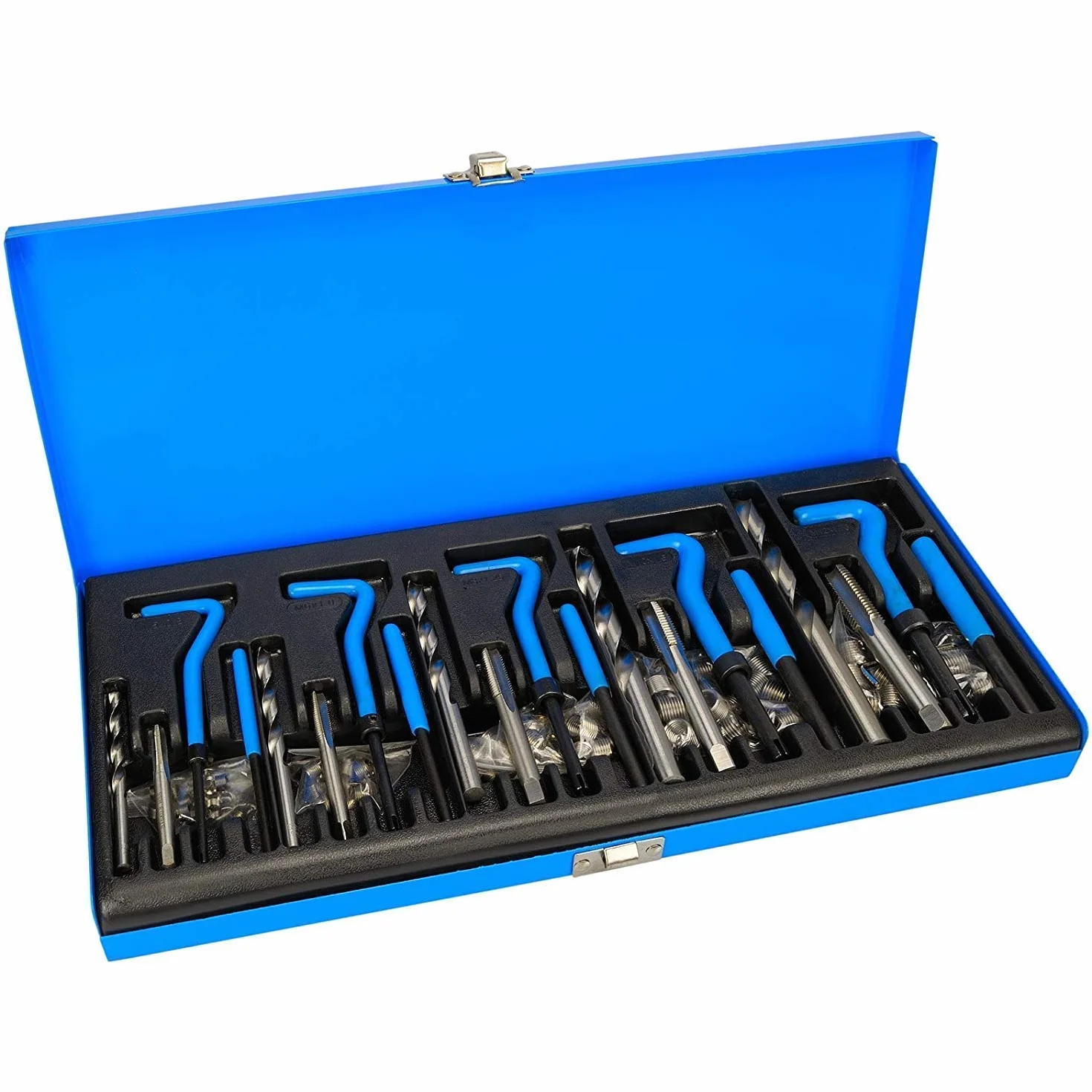Haskyy Set di attrezzi per riparazione filetti Helicoil motore auto filettatura interna manicotti inserti M5 M6 M8 M10 M12 131 pezzi