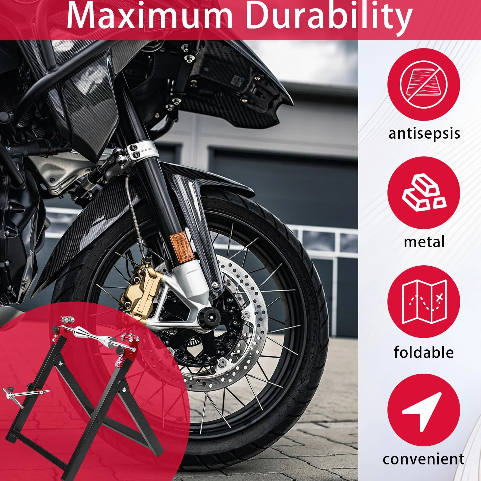 Equilibratrice per Ruote, Supporto per Equilibratura Ruote Pieghevole da 34,2 * 37,2 * 39cm Supporto di Equilibratura per Moto con Tutti Gli Accessori di Installazione per Pneumatici da 5 * 23 Pollici