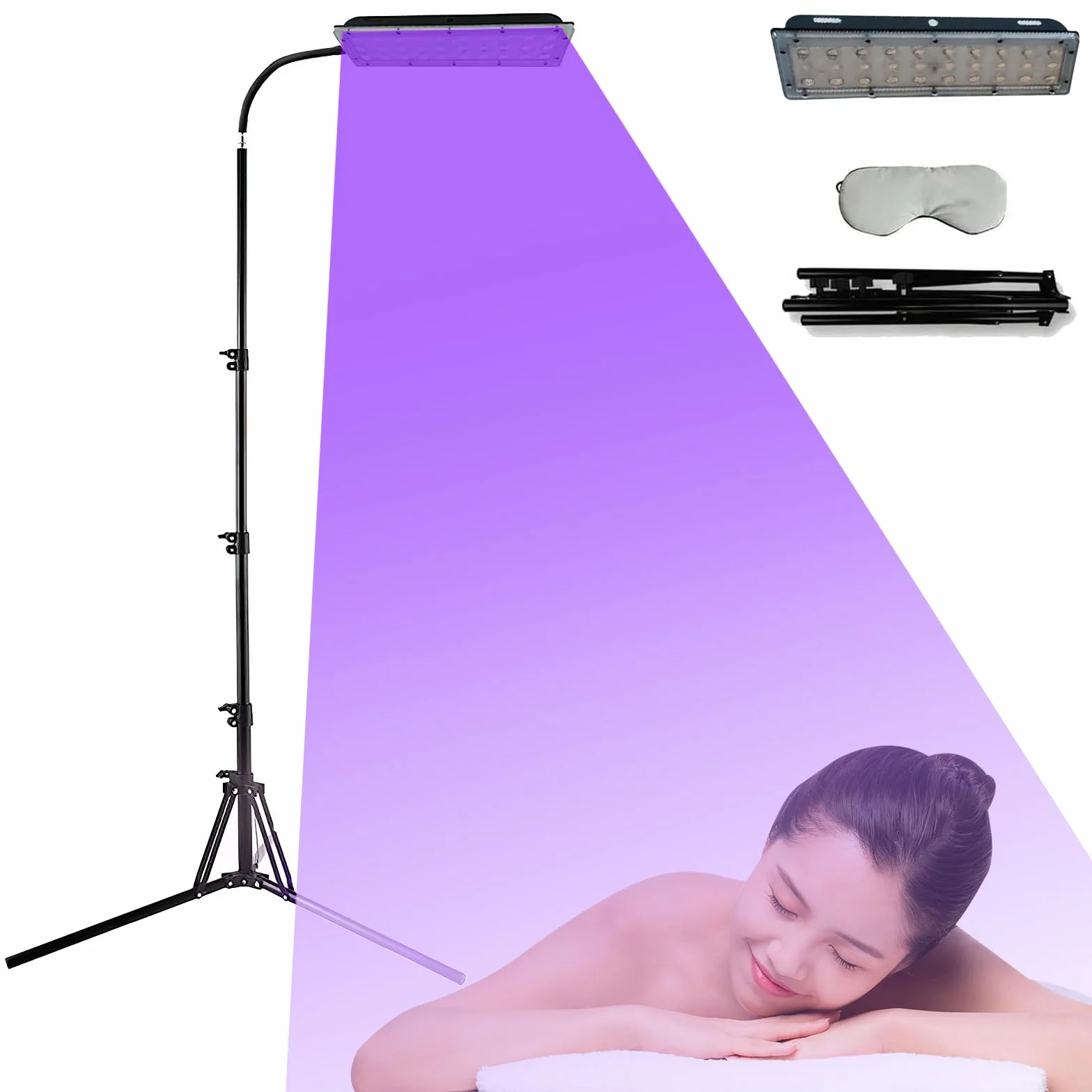 Lampada di abbronzatura 45 W 395 nm UV per viso e corpo con supporto regolabile e protezione occhi