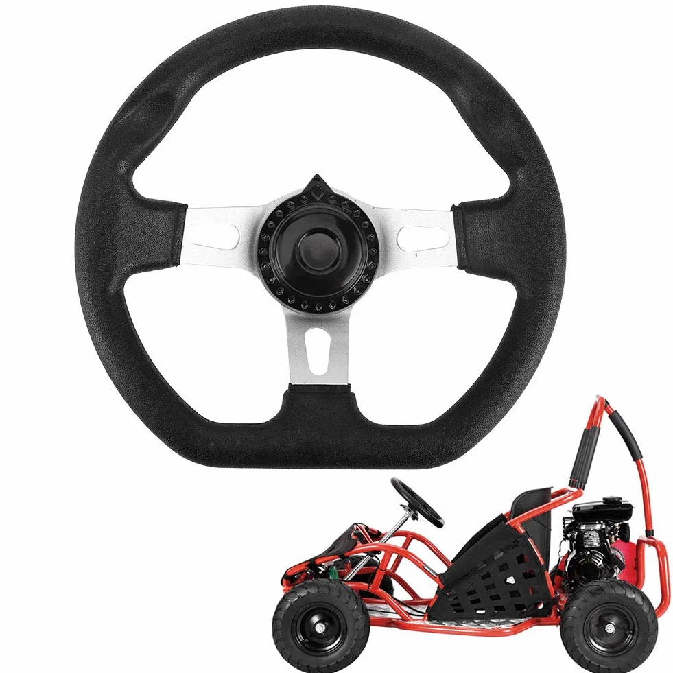 Volante Sportivo per Smart + di Akozon, Volante con Cappuccio, Volante 10,6" per Go-Kart, Accessorio per Carrello con Cappuccio, Nero, ABS, Universale per Go-Kart