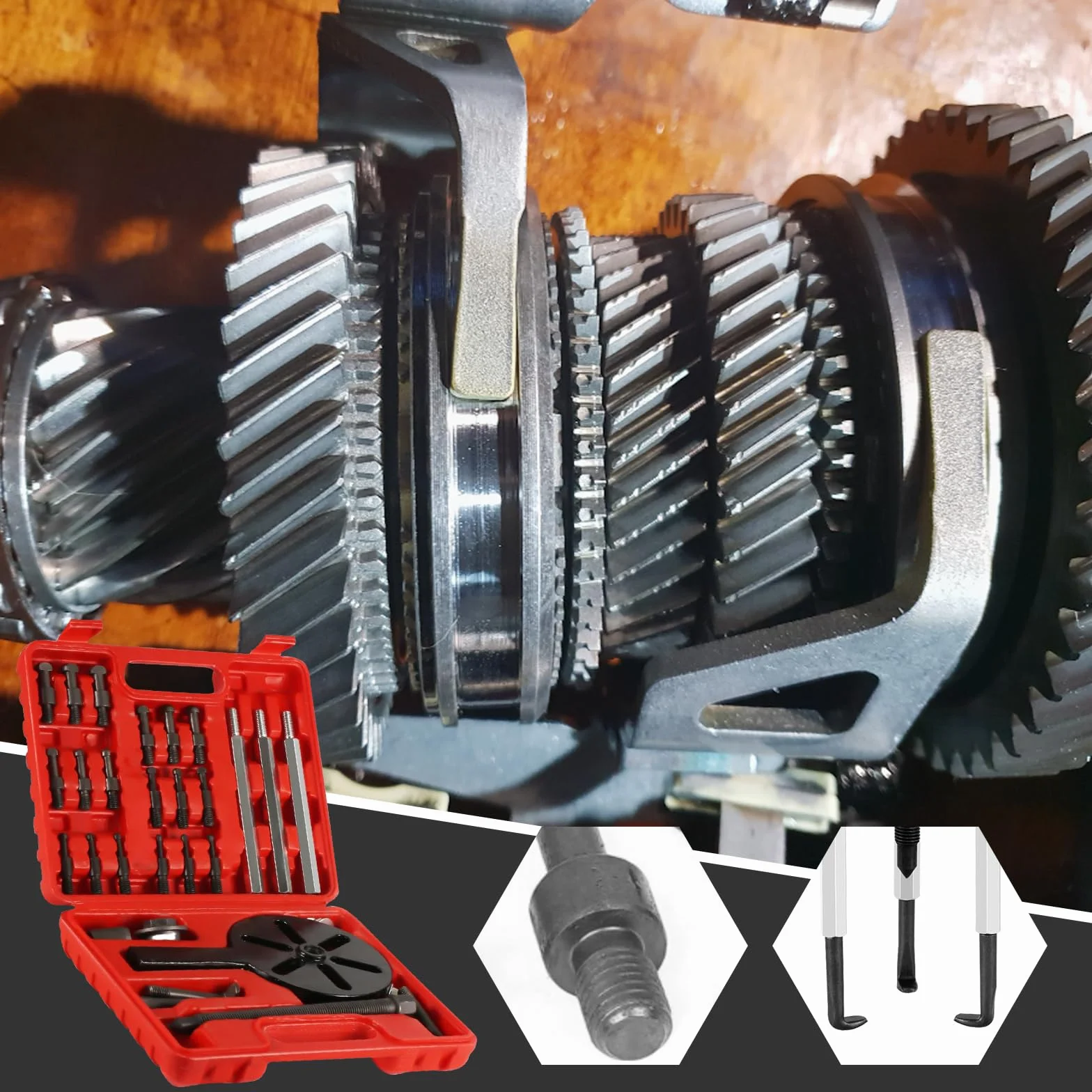 JAOGAUS Set di Estrattori per Cuscinetti 21 in 1, Estrattore Universale per Cuscinetti a Foro Interno, Set di Cuscinetti Attrezzi con Pinze di Serraggio in 6 Misure, Estrattori per Cuscinetti Interni