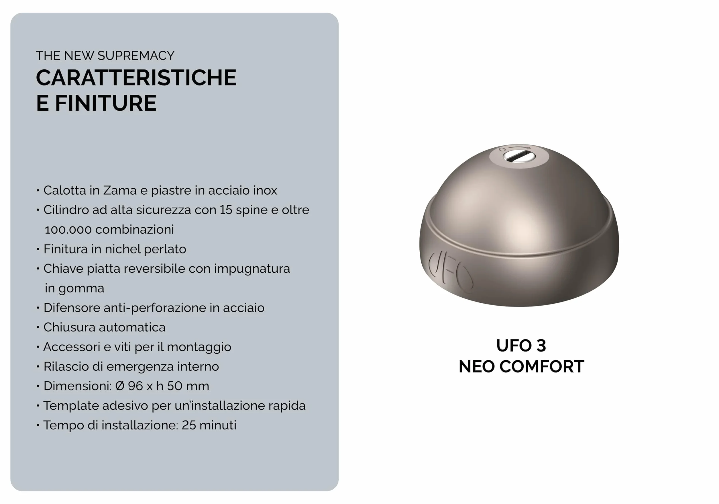 UFO MERONI SERRATURE Ufo 3 Neo Comfort Serratura Antiscasso Alta Sicurezza Furgoni Veicoli Commerciali Leggeri