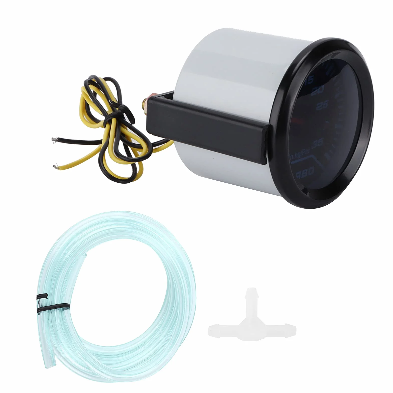 aqxreight Manometro Turbo Boost, 12V 52mm Manometro Turbo Boost 35PSI Display Digitale LED Blu Rosso Universale per Auto