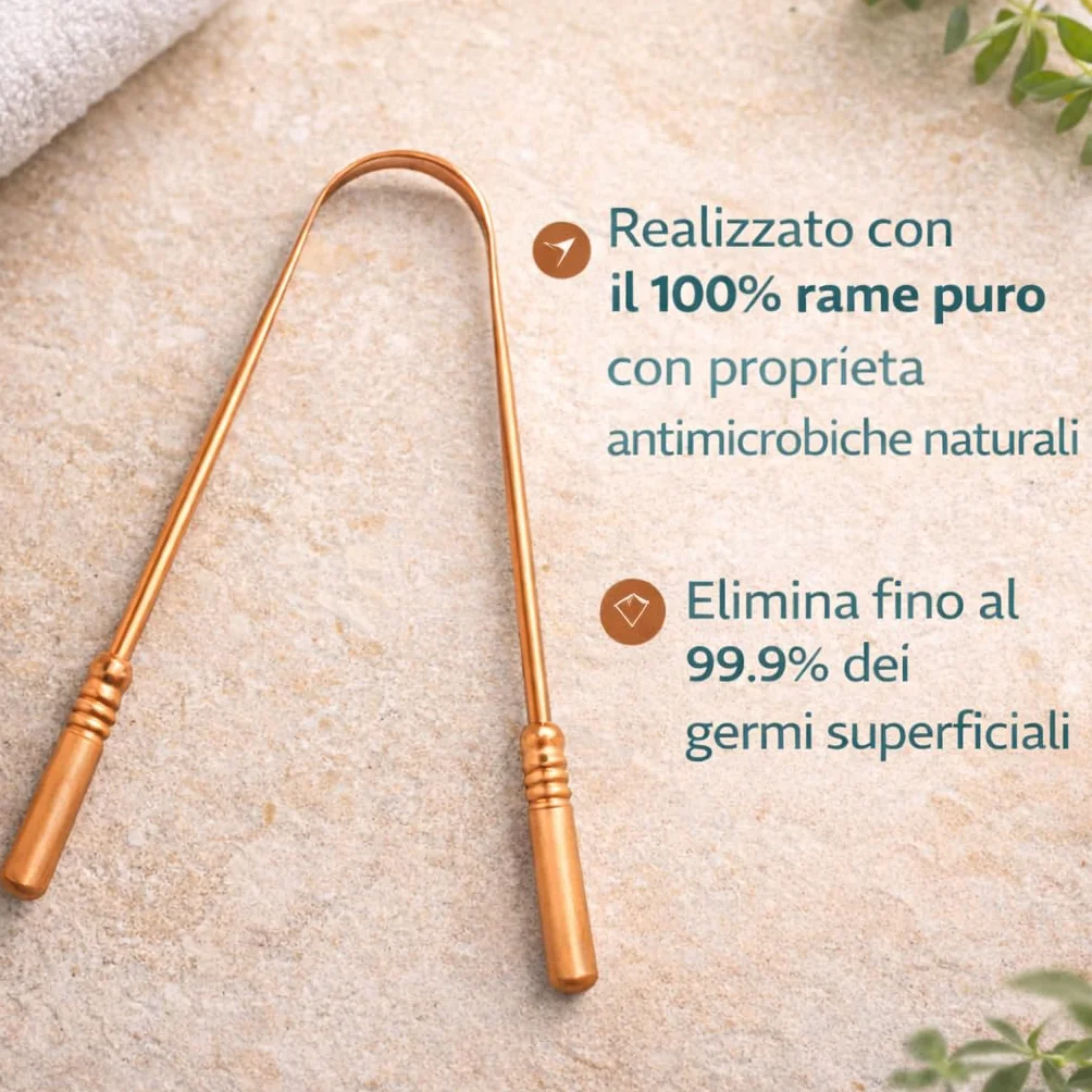 Kosha Ayurveda Nettalingua in Rame - Pulisci Lingua Antimicrobico per Alito Cattivo