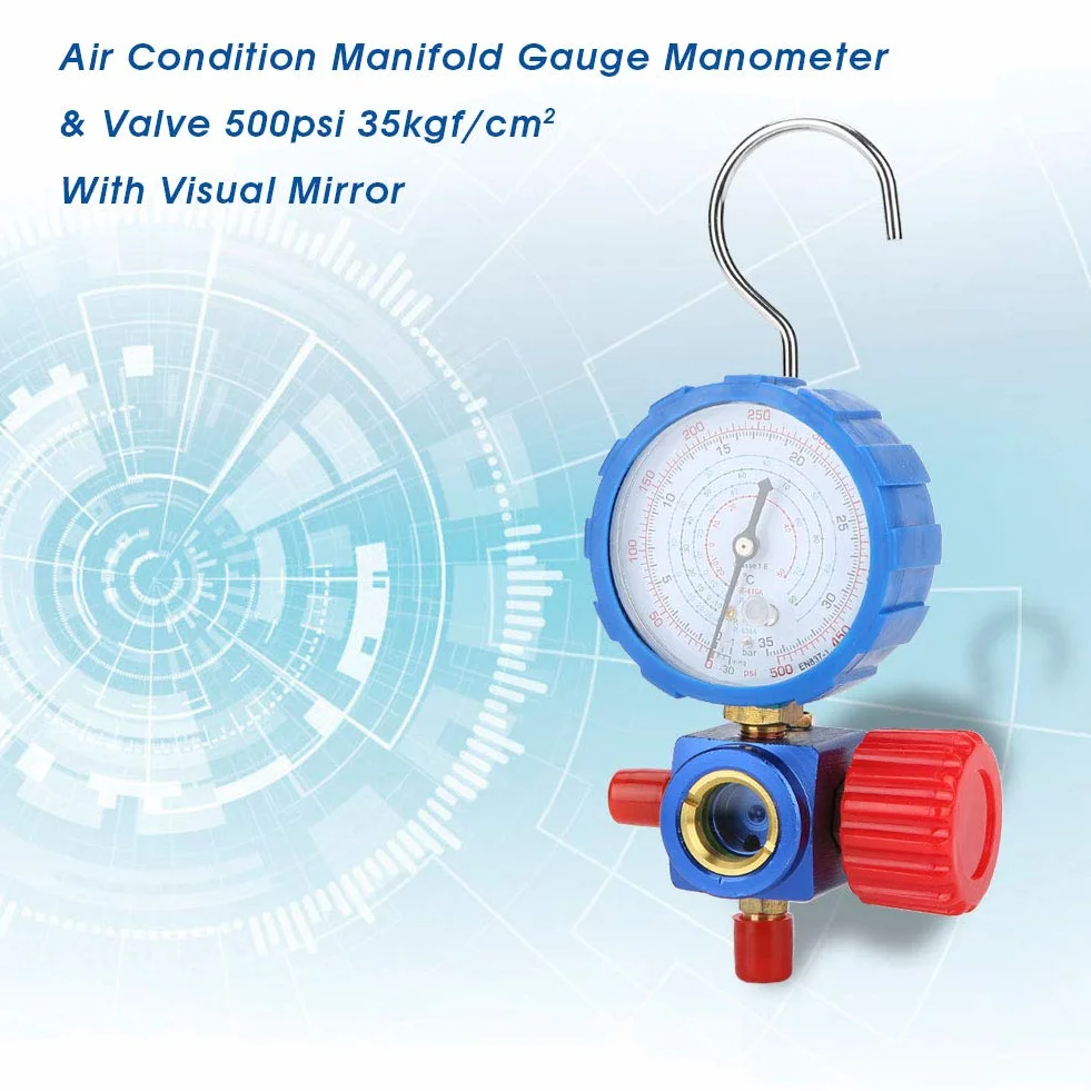Manometro per Aria Condizionata R 410A Valvola Manometrica 500Psi con Specchio Visivo