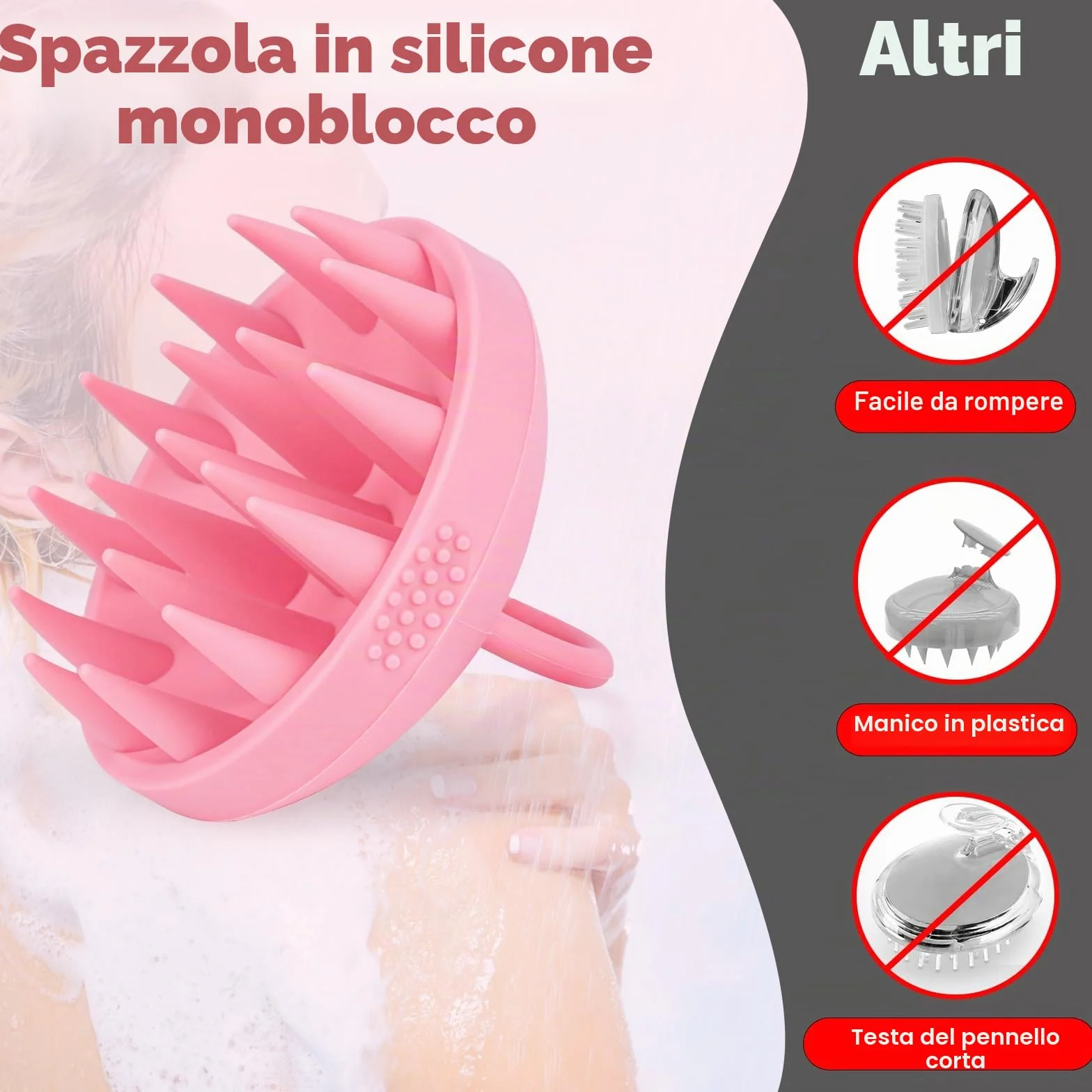 Alyvisun Massaggiatore Cuoio Capelluto in Silicone Morbido per Crescita Capelli, Spazzola Shampoo