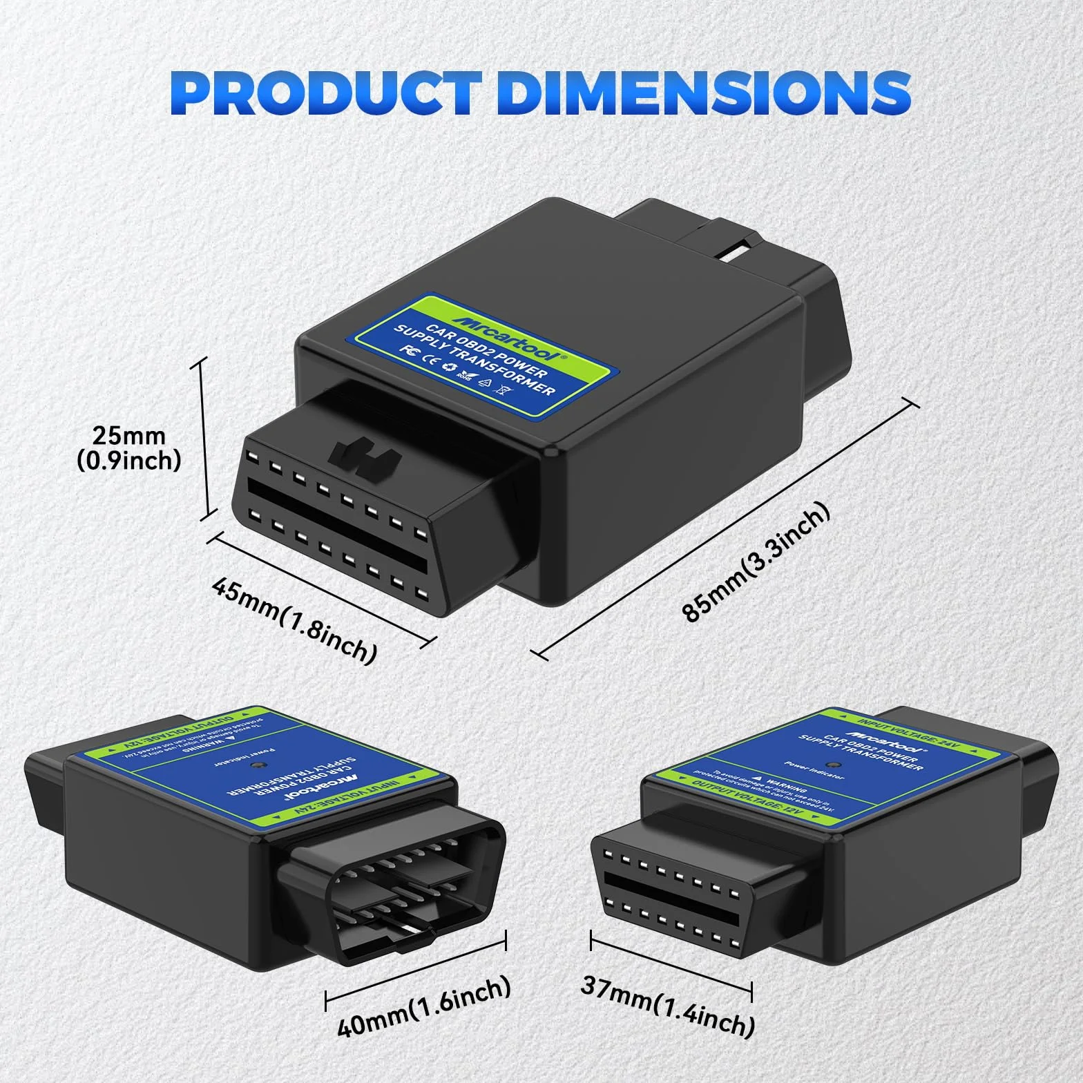 Alimentatore OBD2 24V a 12V Convertitore di Tensione 16 Pin MRCARTOOL