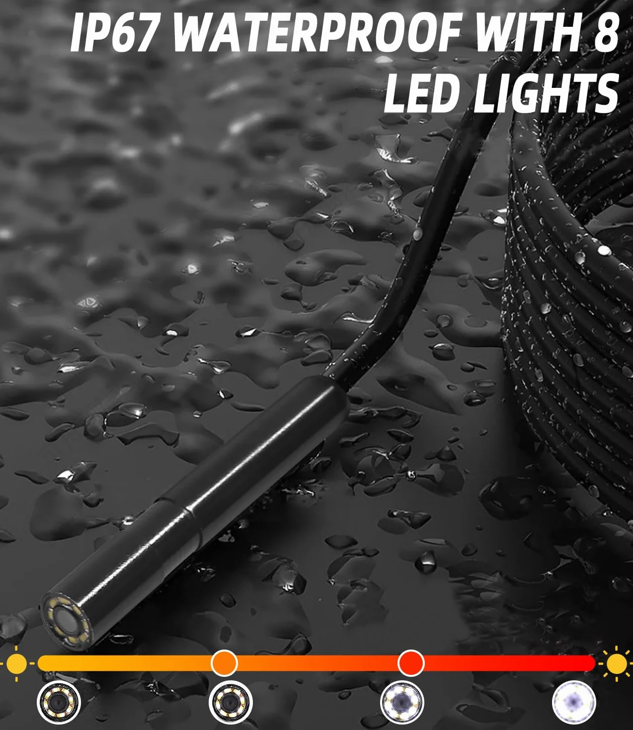 Endoscopio per Smartphone 1920P HD IP67 Impermeabile con 8 LED Cavo 5m per Android iOS