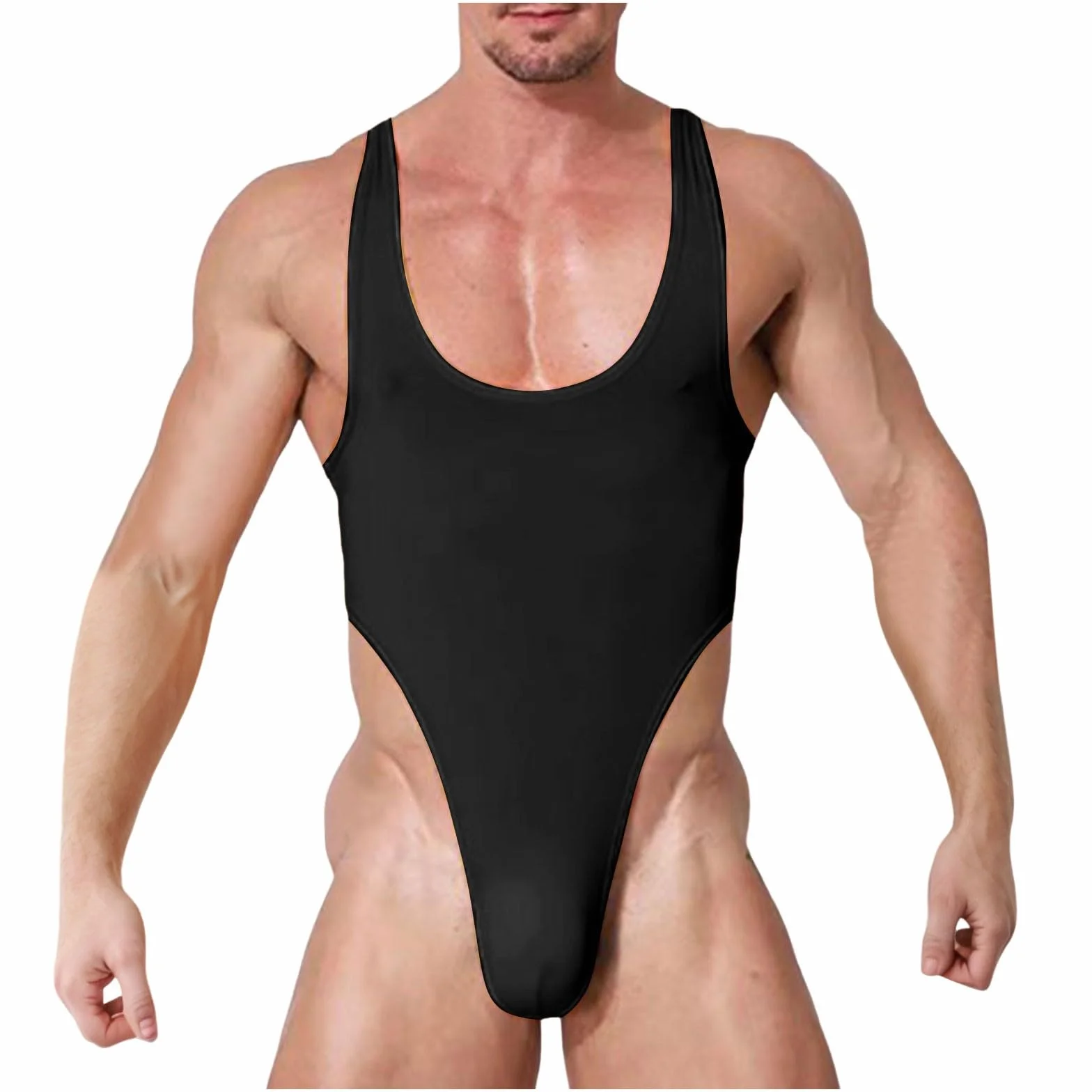 Body trasparente in rete da uomo con scollo rotondo Shapewear