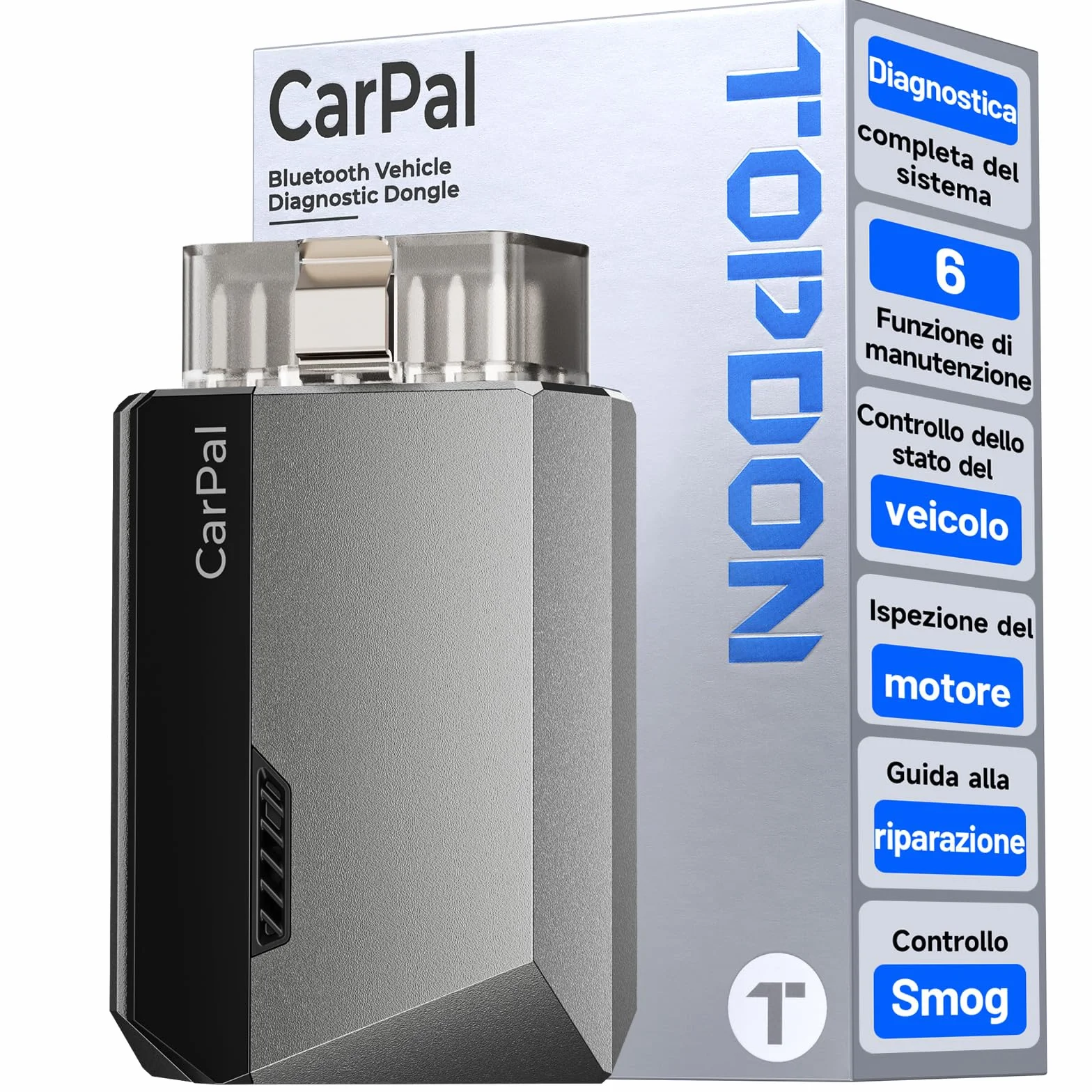 TOPDON CarPal-A OBD2 Diagnosi Auto Bluetooth Professionale Italiano, 6 Servizi Reset, AutoVIN, Ispezione Motore