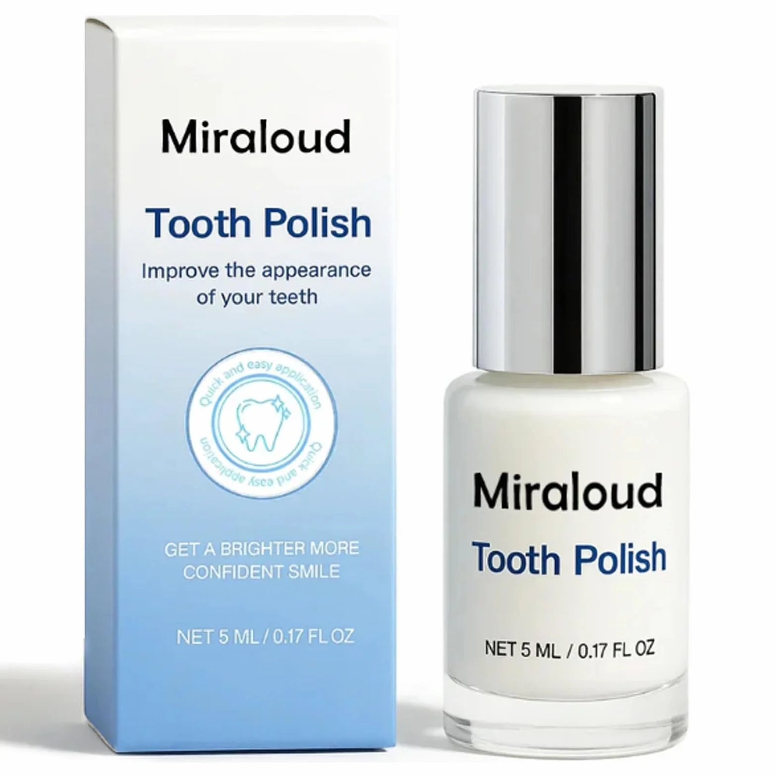 Miraloud Tooth Polish - Instant Clean Smile, Natural Teeth Whitening Paint, Portable & Long-Lasting, Gentle Care Naturals Formula ToothPaint (1PC)